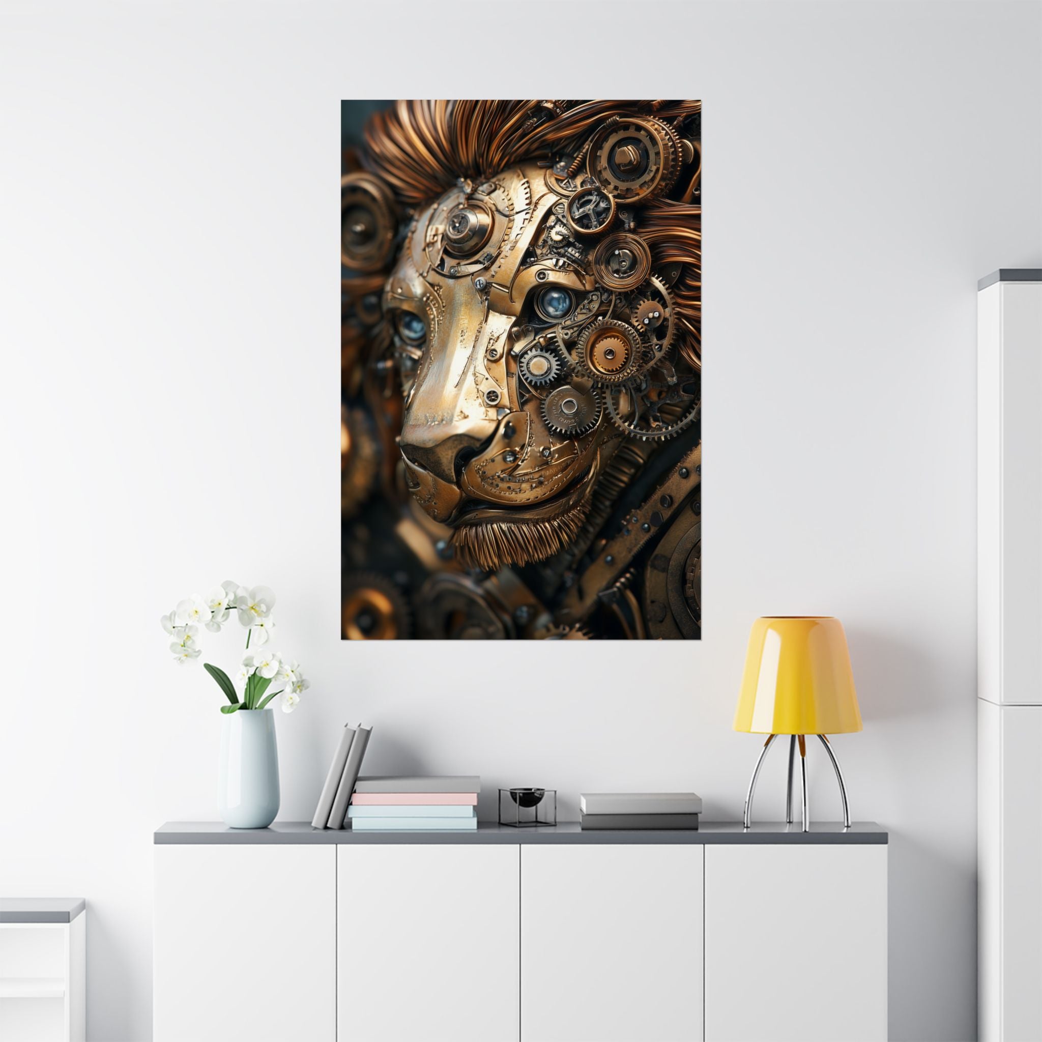 Steampunk Lion: Mechanical Marvel Poster