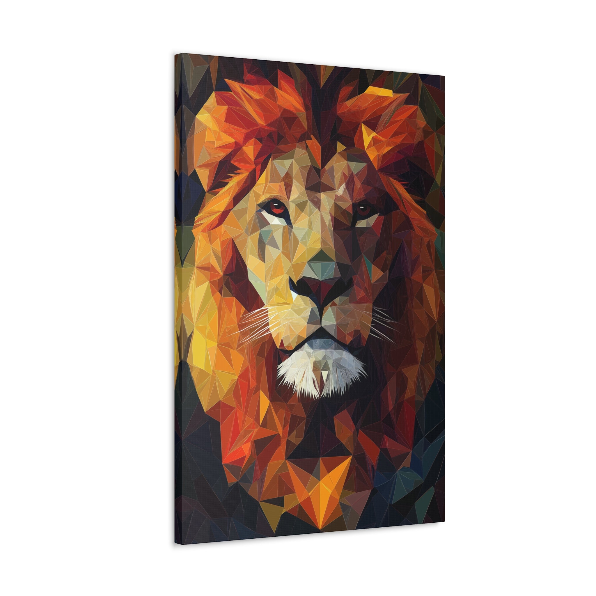 Crystalline Lion Canvas Wall Art - SynthFrame