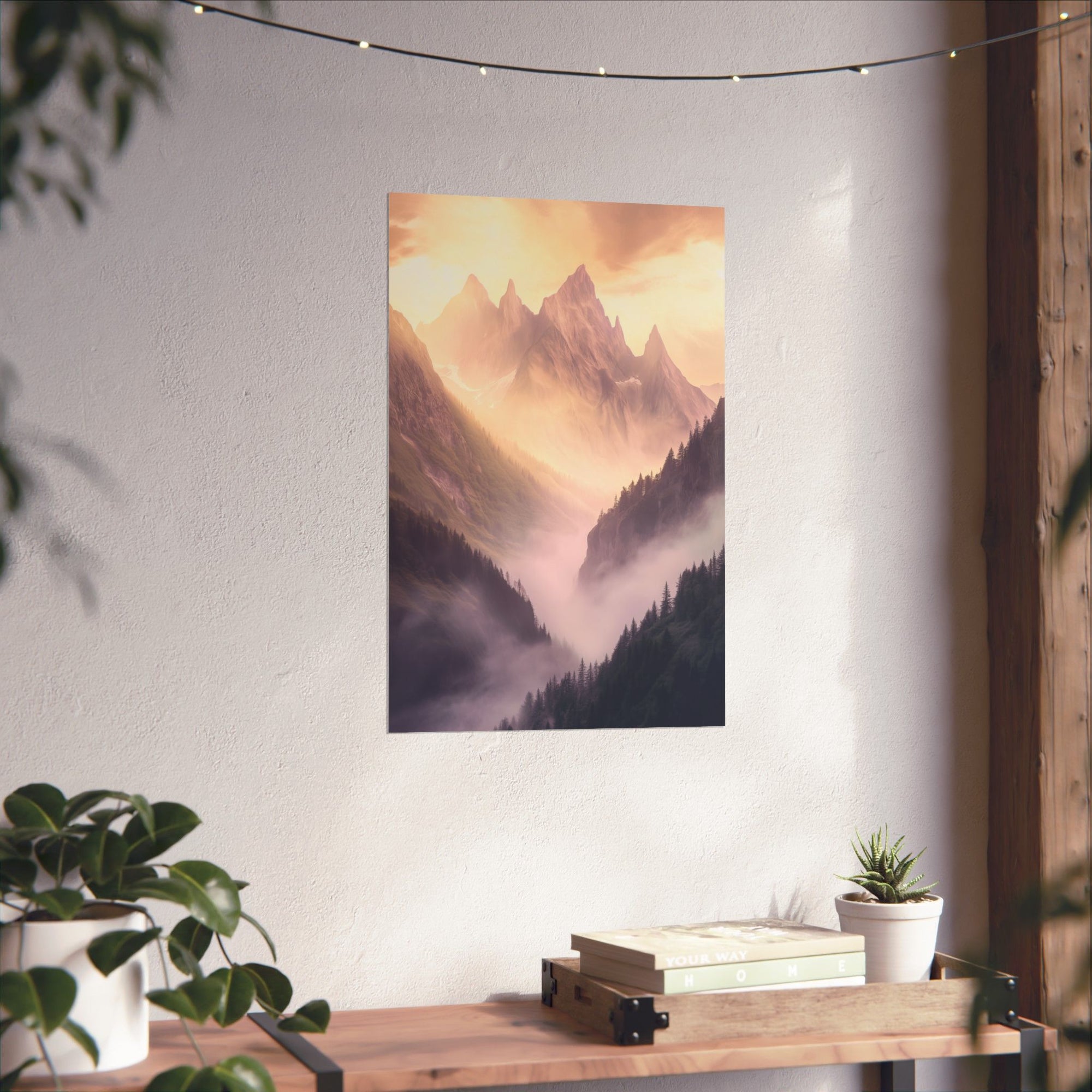 Misty Mountain Dreamscape Poster Wall Art - SynthFrame