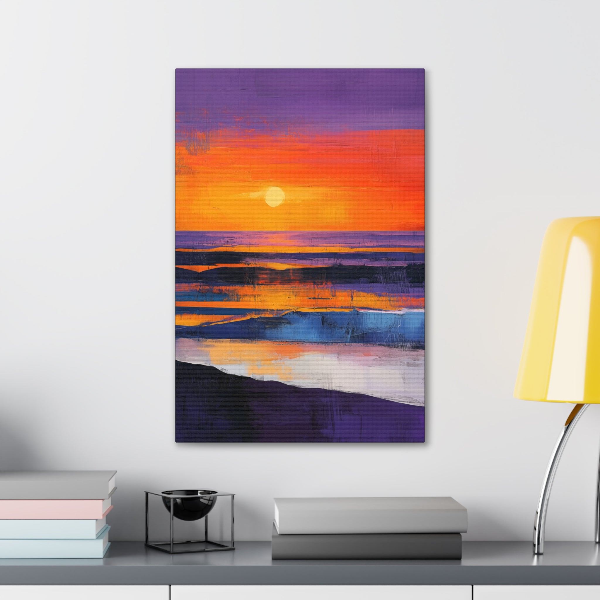 Abstract Coastal Sunset Canvas Wall Art - SynthFrame