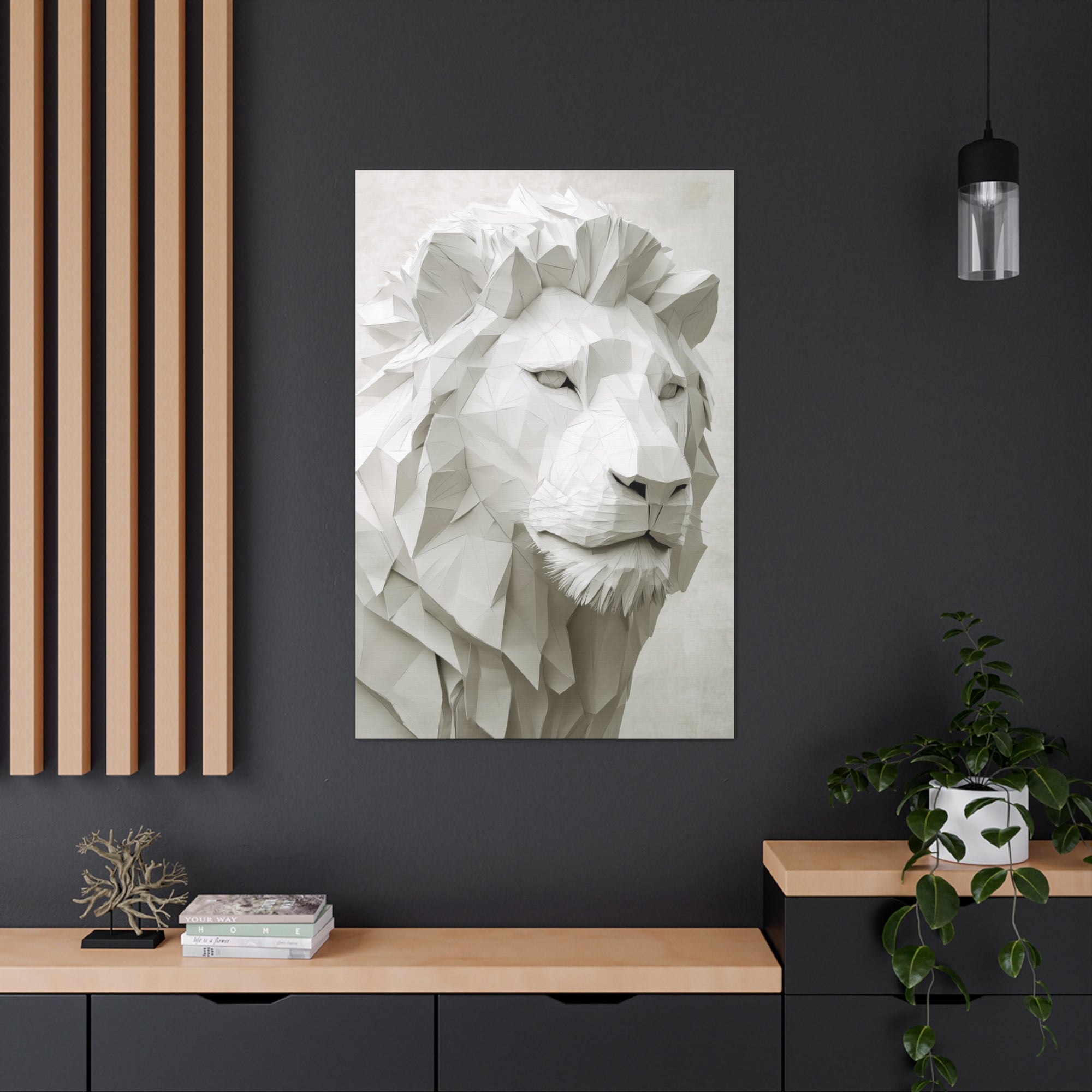 Folded Lion Canvas Wall Art - SynthFrame