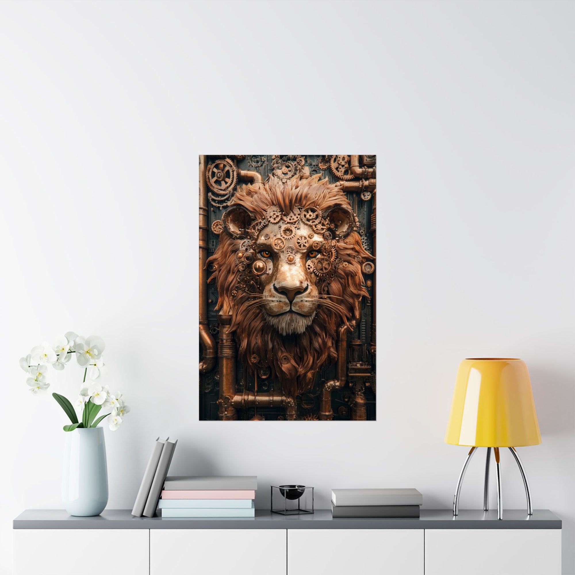 Steampunk Lion: Mechanical Marvel Poster