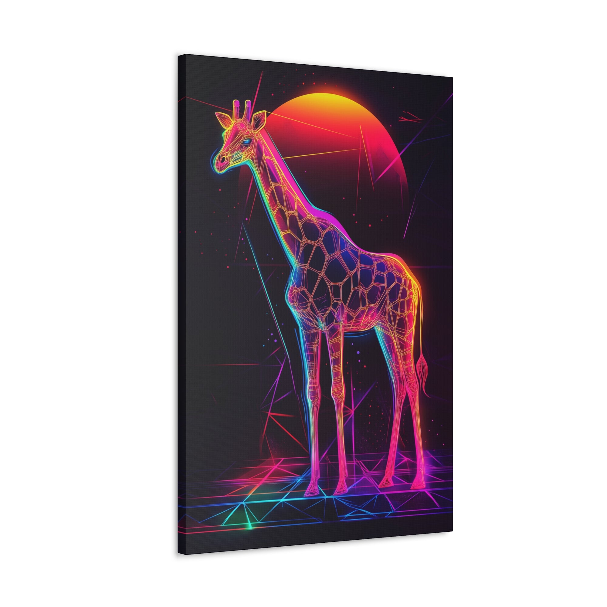 Neon Giraffe Canvas Wall Art - SynthFrame