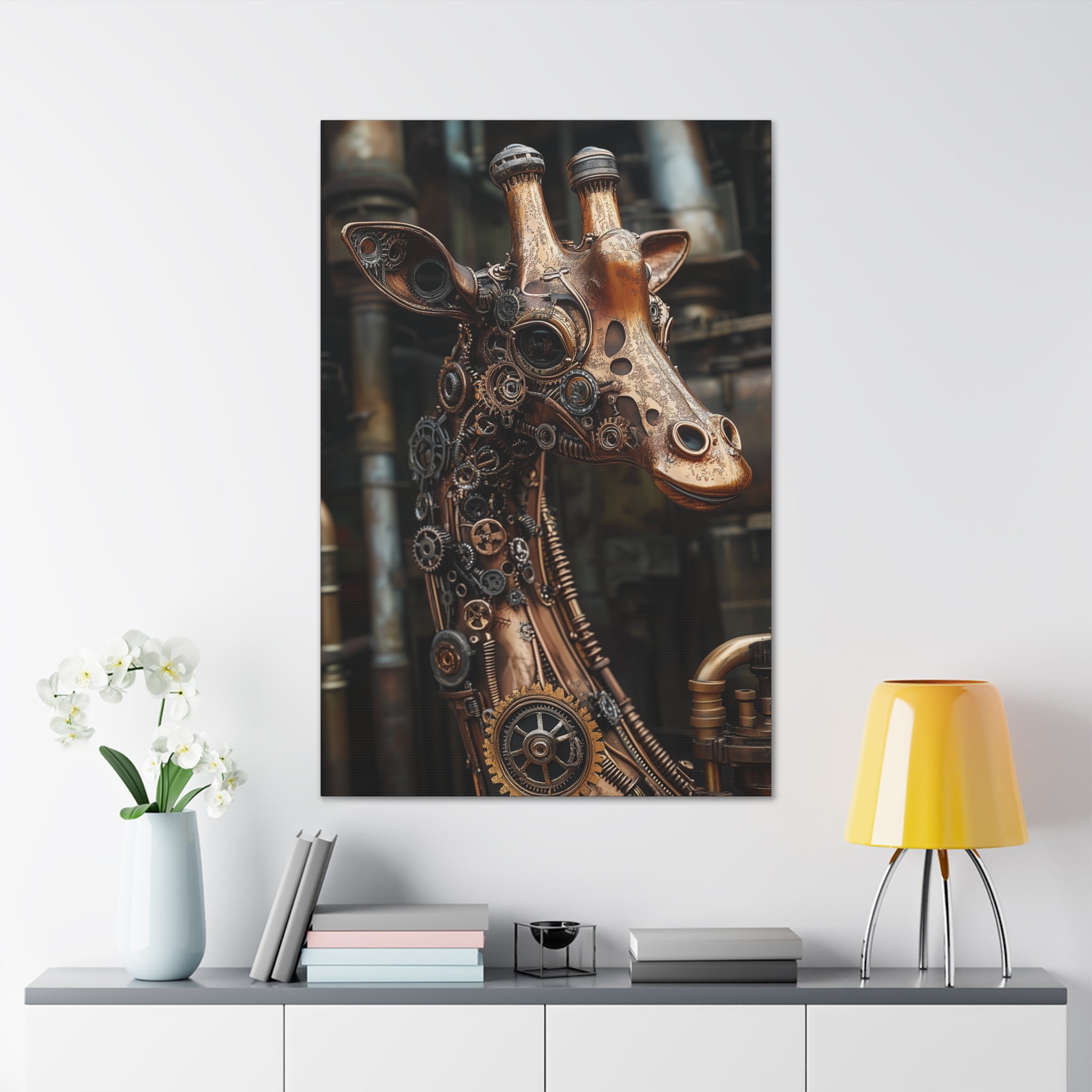 Steampunk Giraffe Canvas Wall Art - SynthFrame