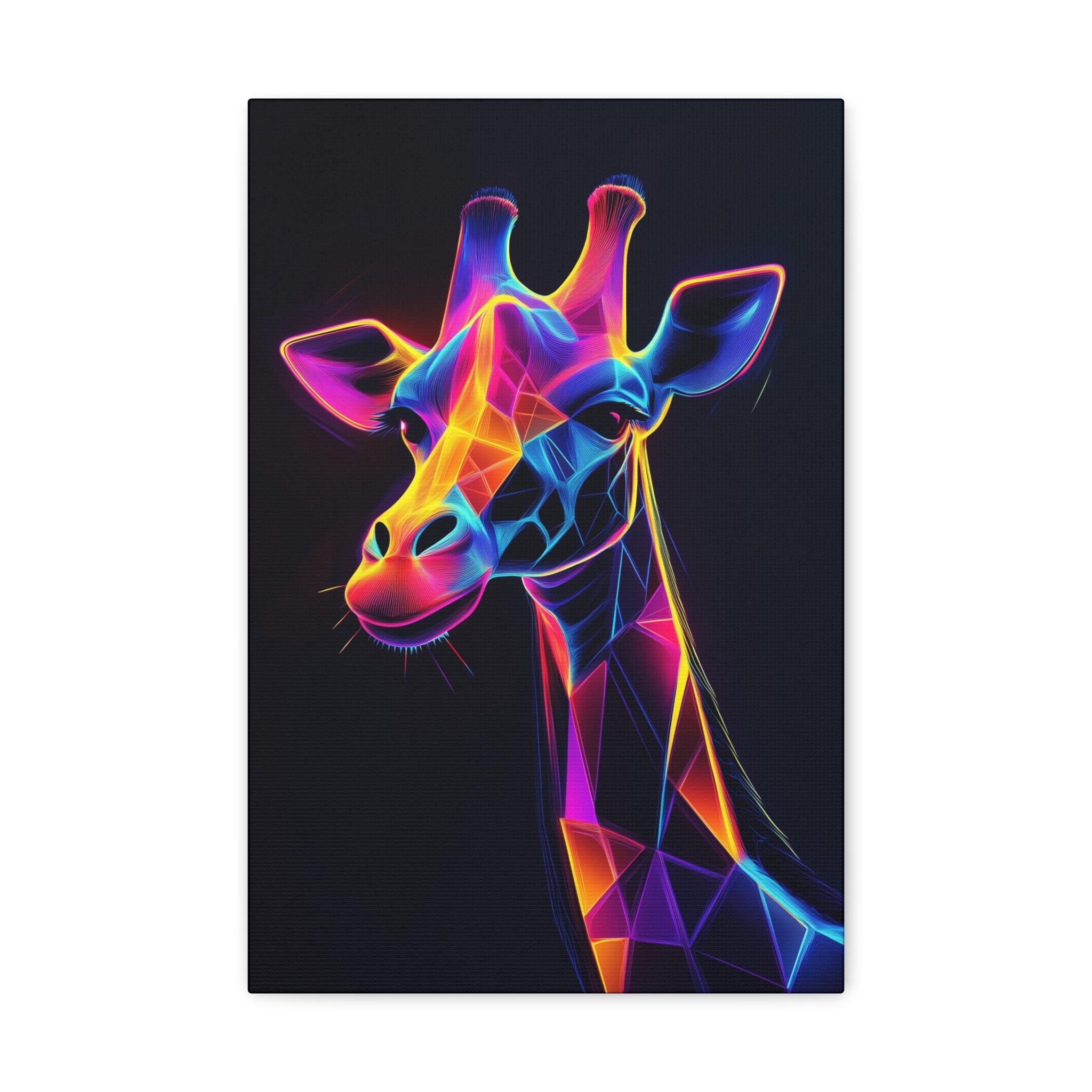 Neon Giraffe Canvas Wall Art - SynthFrame