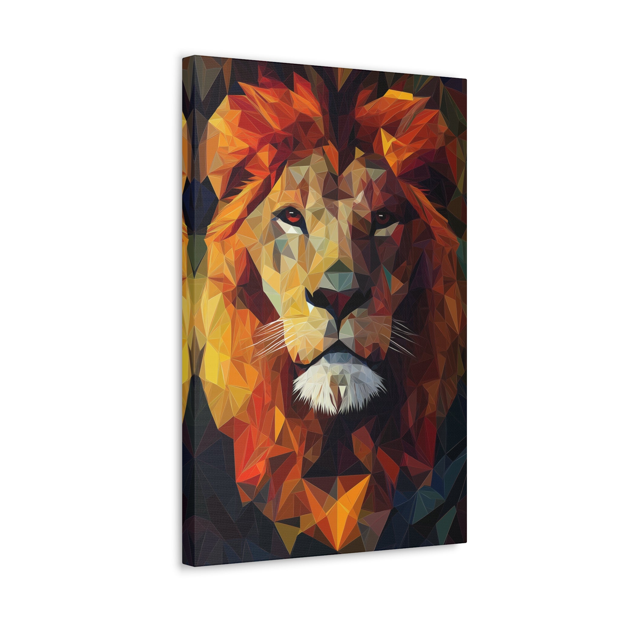 Crystalline Lion Canvas Wall Art - SynthFrame