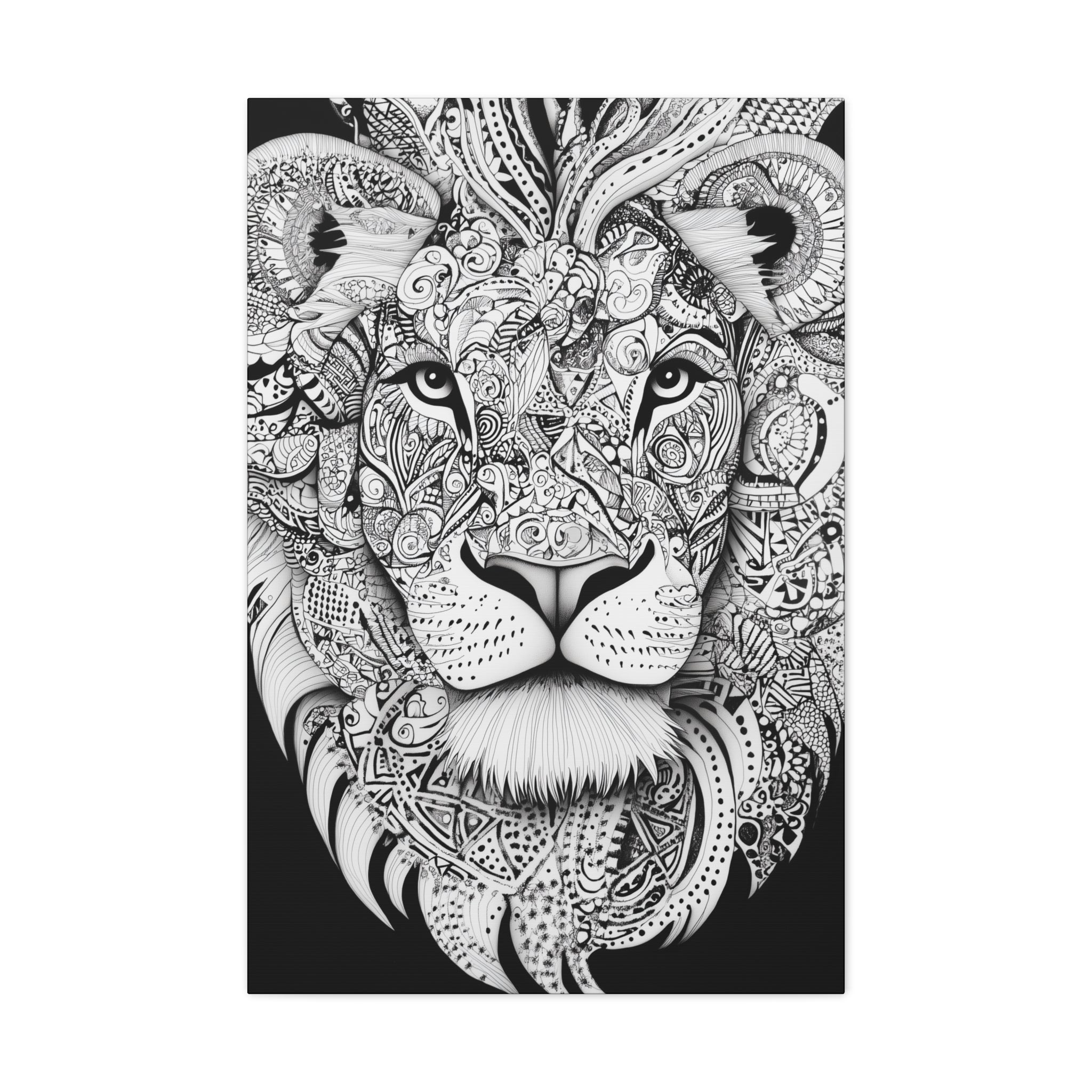 Zentangle Lion Canvas Wall Art - SynthFrame