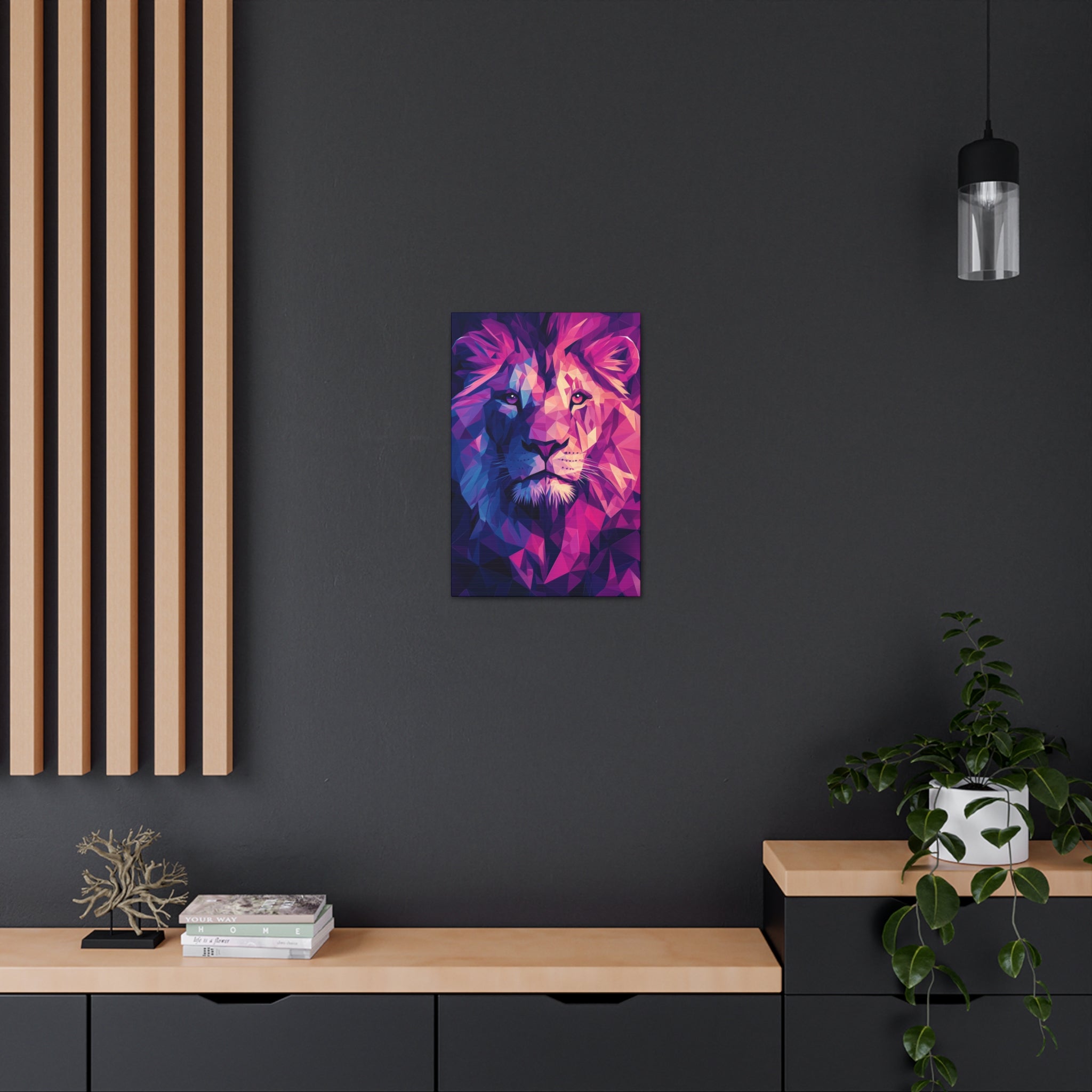 Neon Lion Canvas Wall Art - SynthFrame