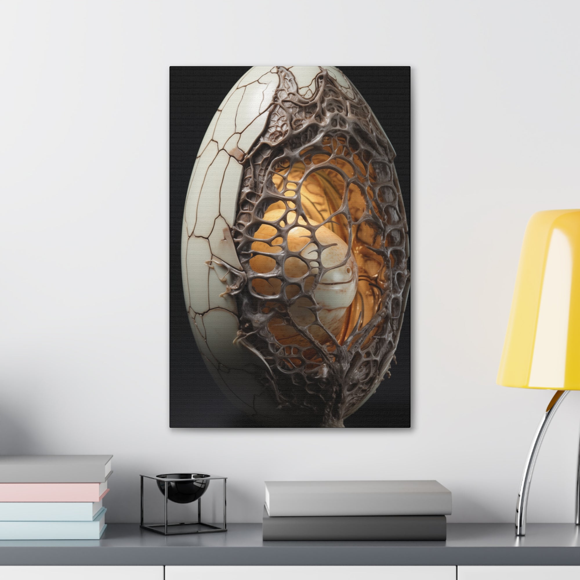 White Alien Egg 4 Canvas Wall Art - SynthFrame