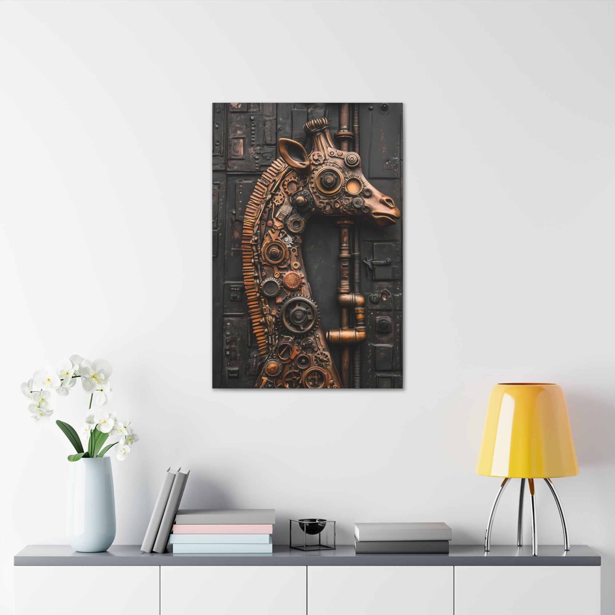 Steampunk Giraffe Canvas Wall Art - SynthFrame