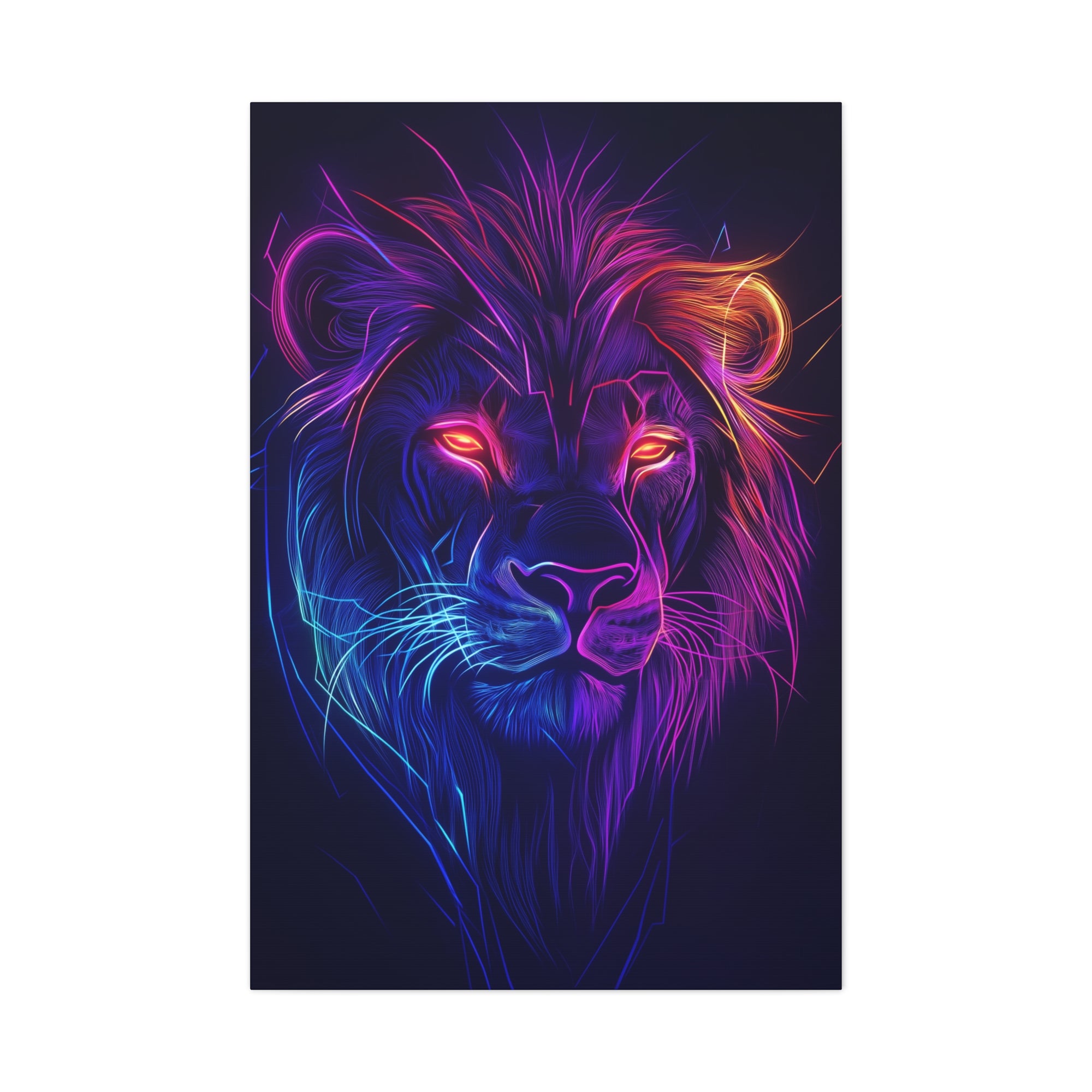 Neon Lion Canvas Wall Art - SynthFrame