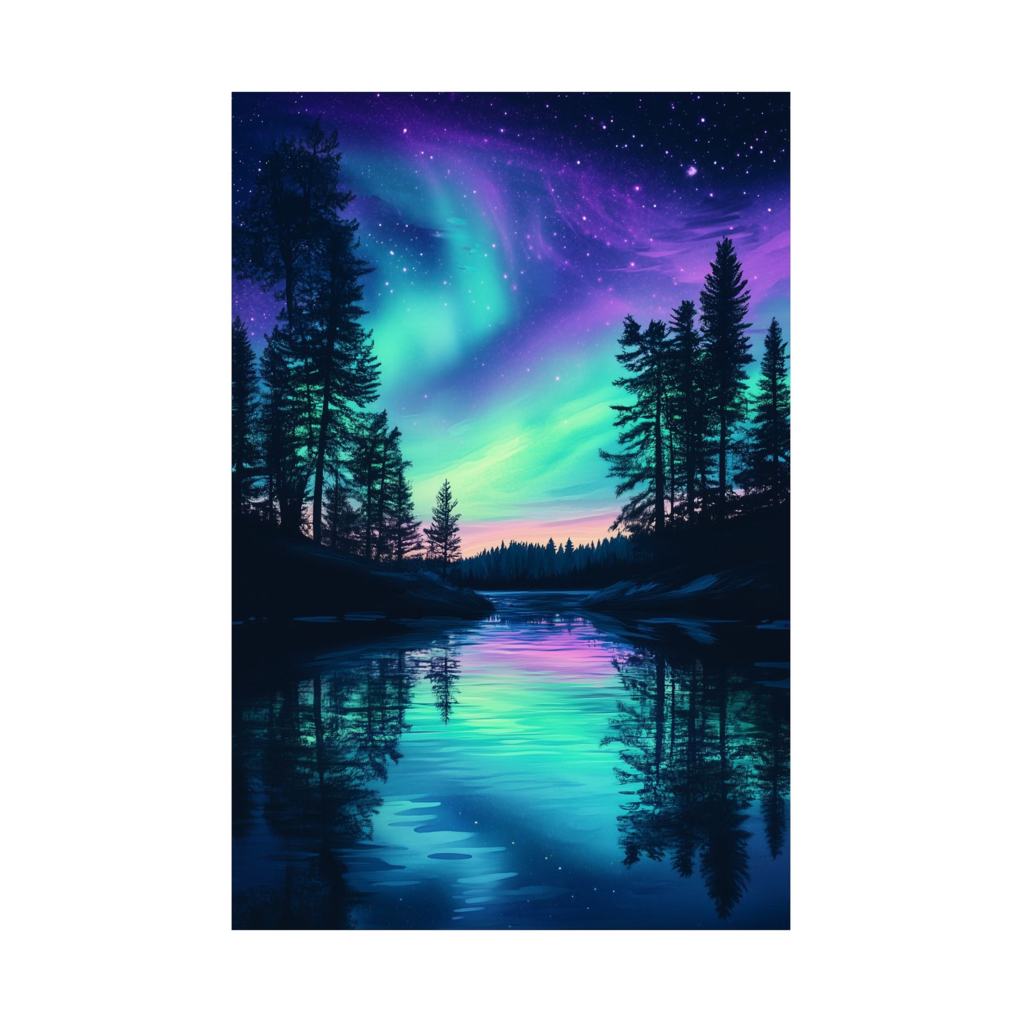 Northern Lights Wonder Poster Wall Art - SynthFrame