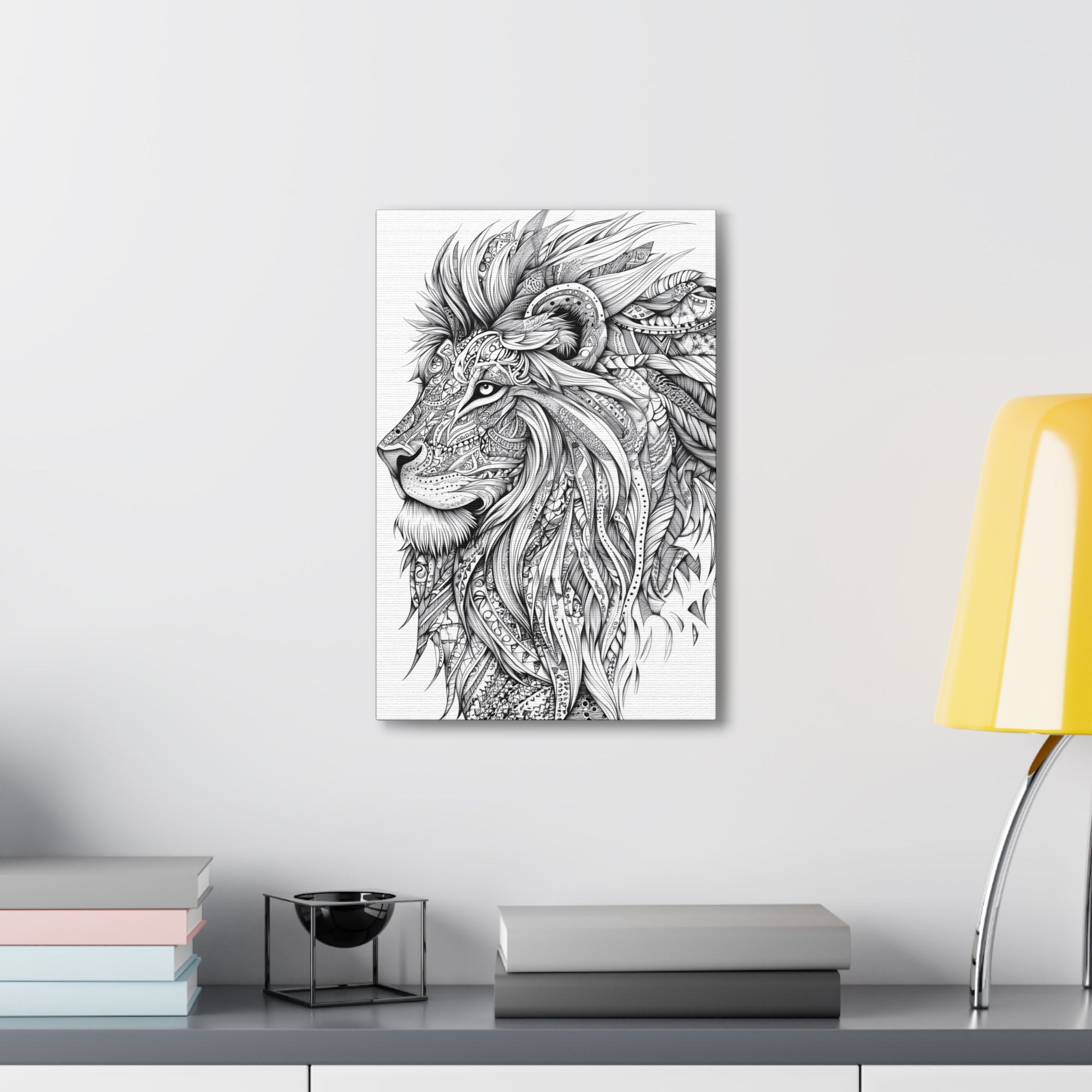 Zentangle Lion Canvas Wall Art - SynthFrame