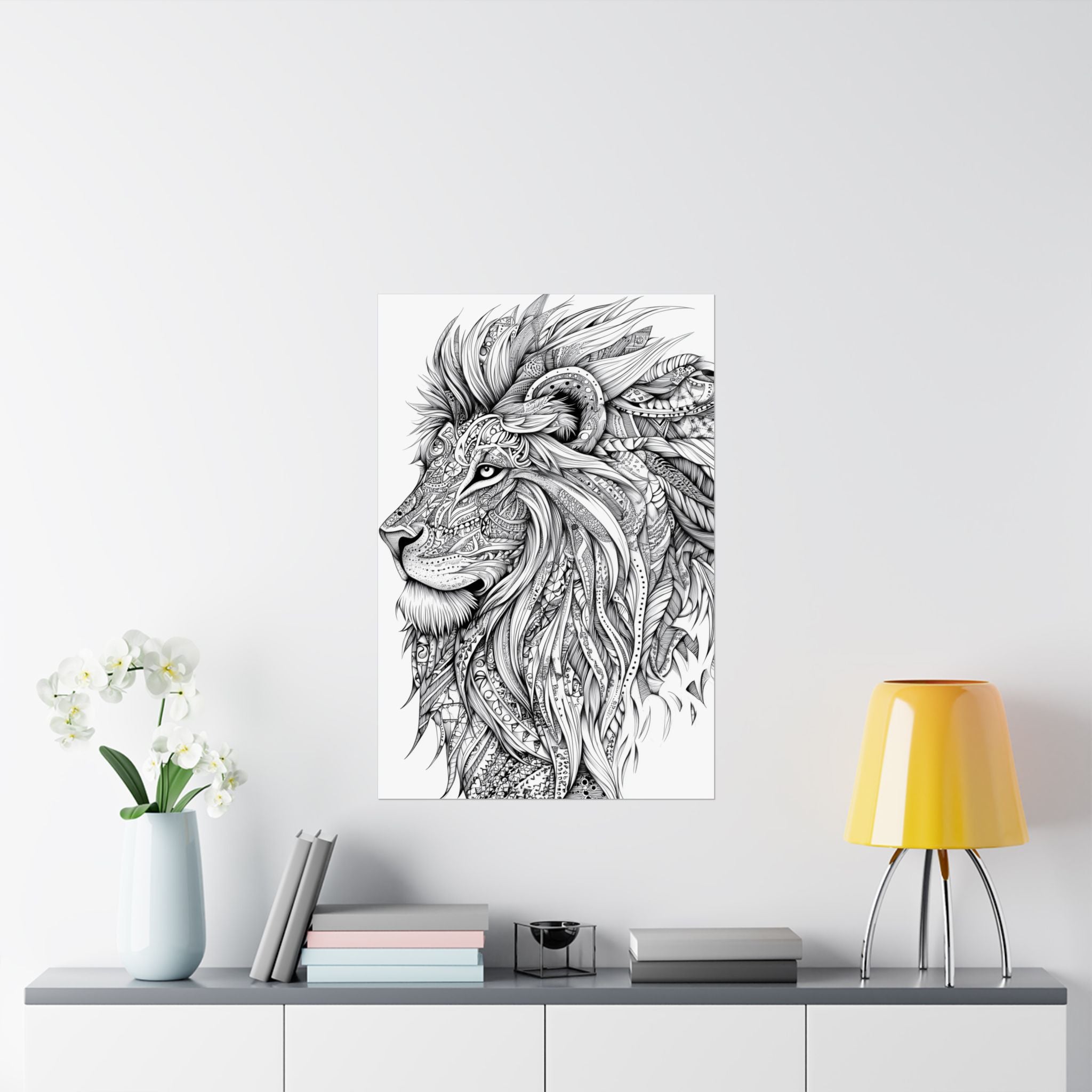 Zentangle Lion Poster