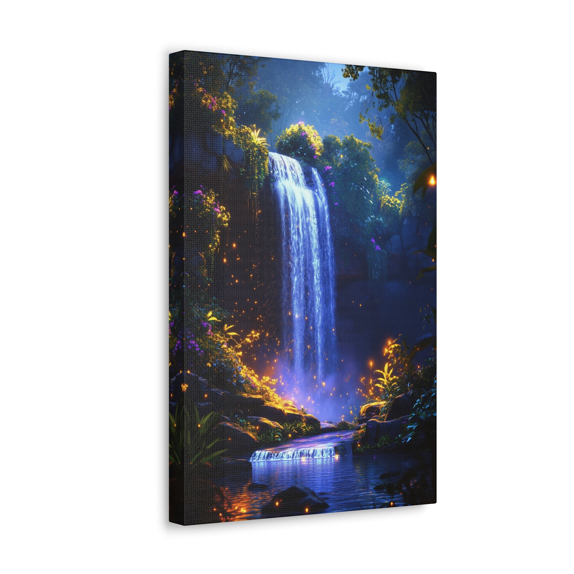 Enchanted Waterfall Oasis Canvas Wall Art - SynthFrame