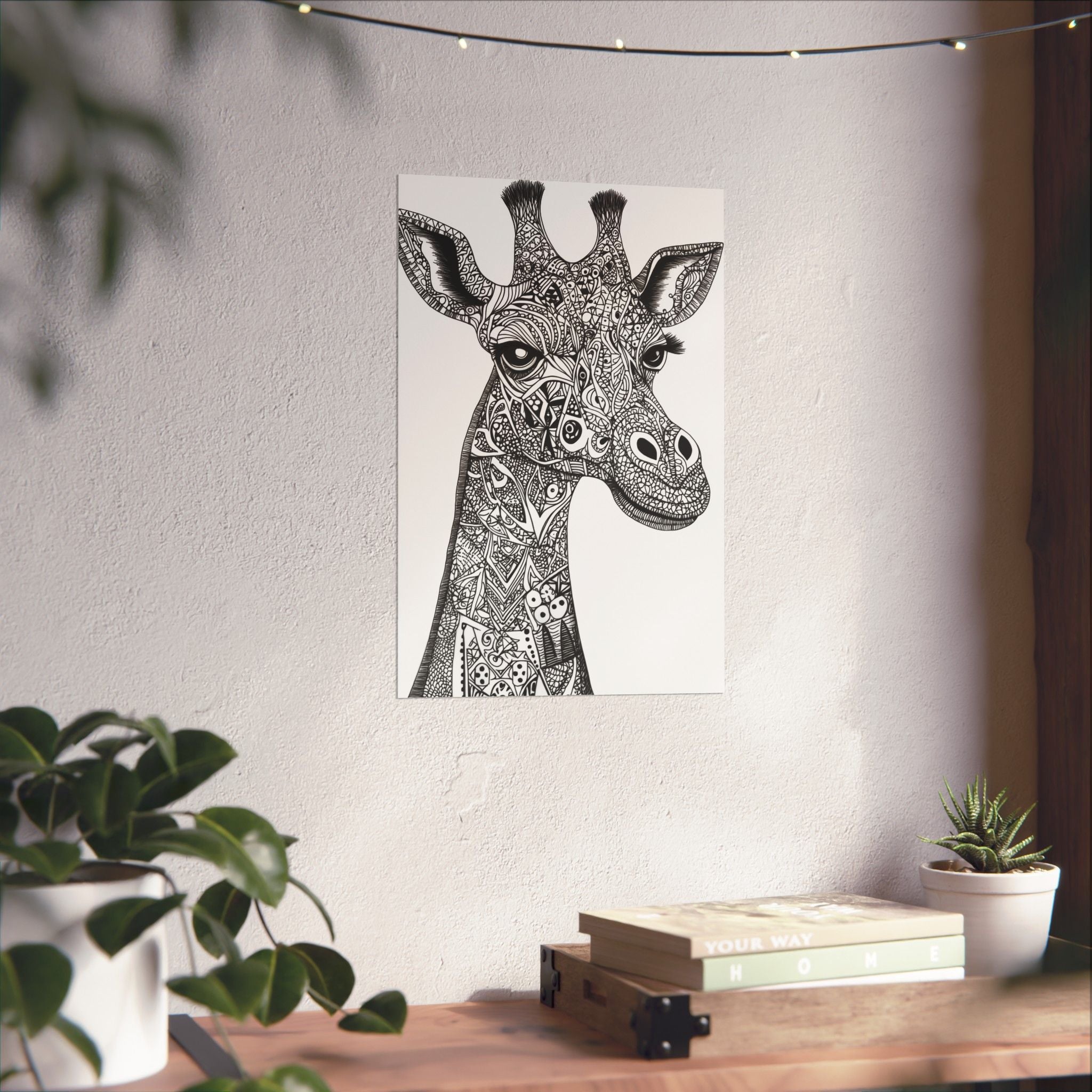 Zentangle Giraffe Poster