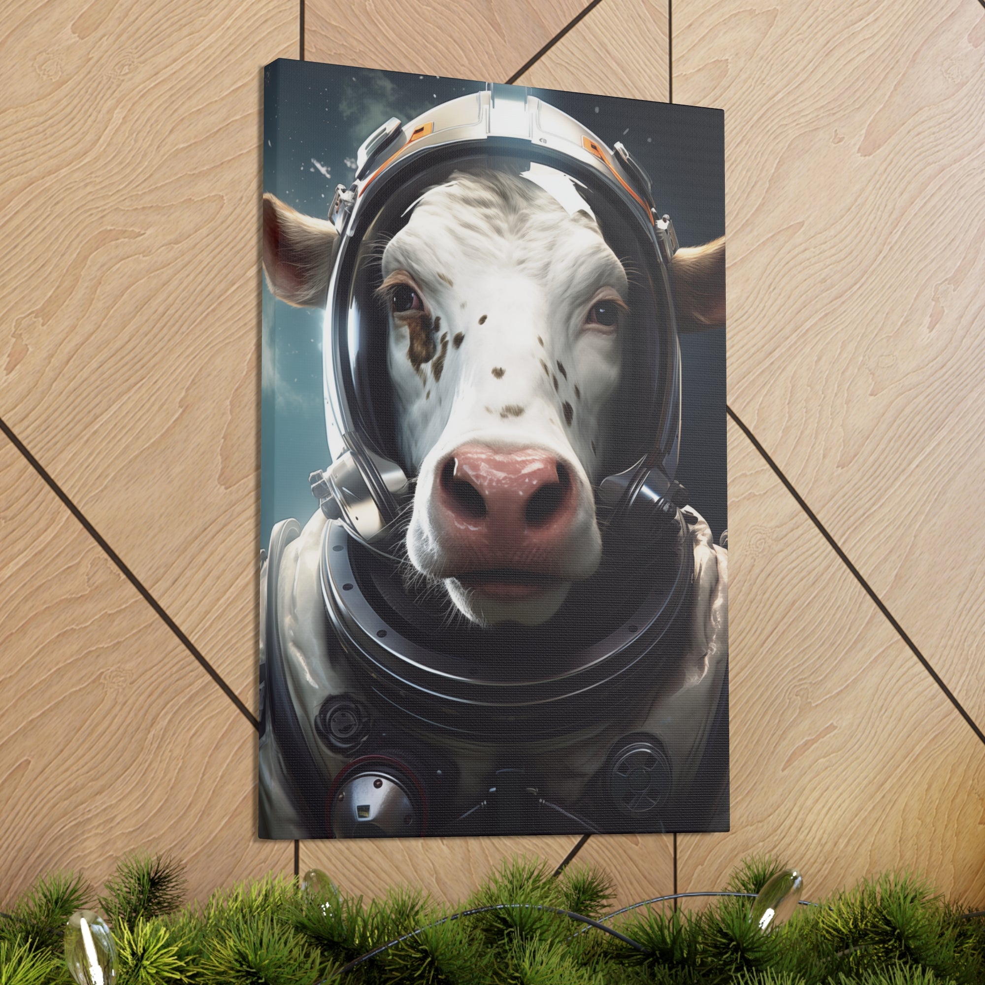 AstroCow 2 Canvas Wall Art - SynthFrame