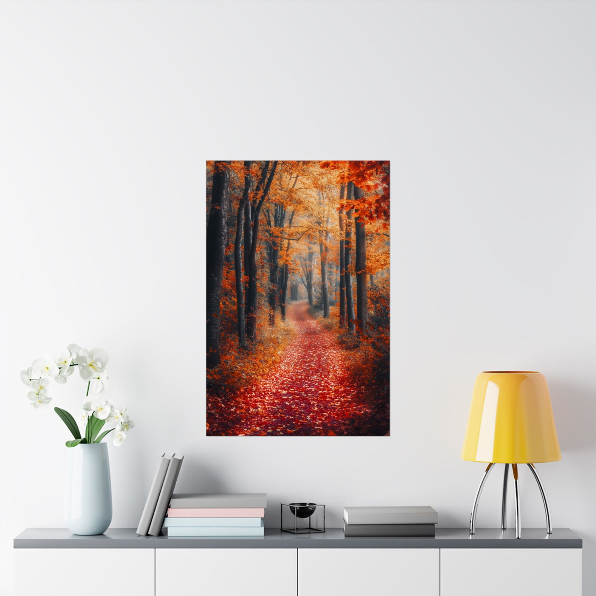 Autumn Forest Path Poster Wall Art - SynthFrame