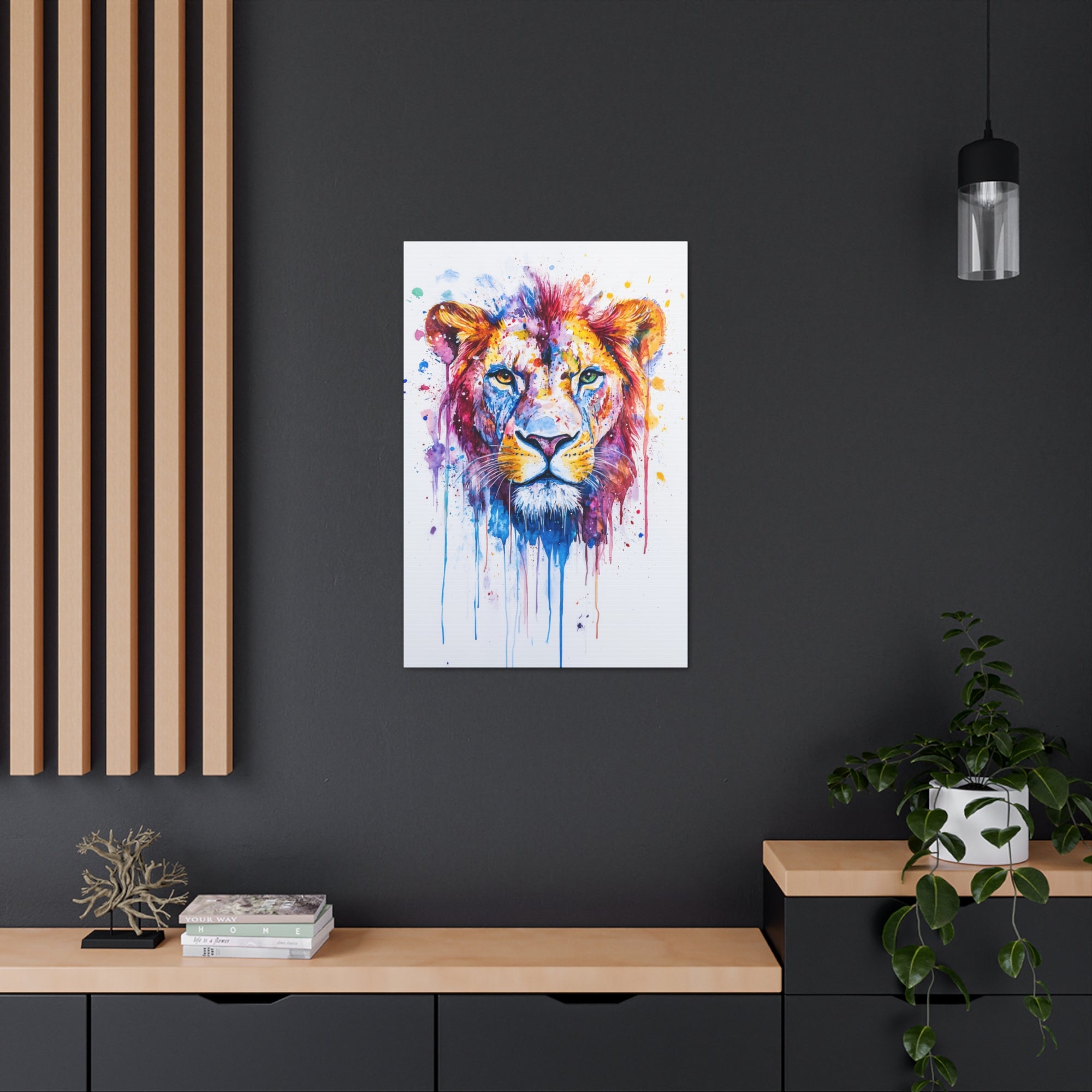 Watercolor Lion Canvas Wall Art - SynthFrame