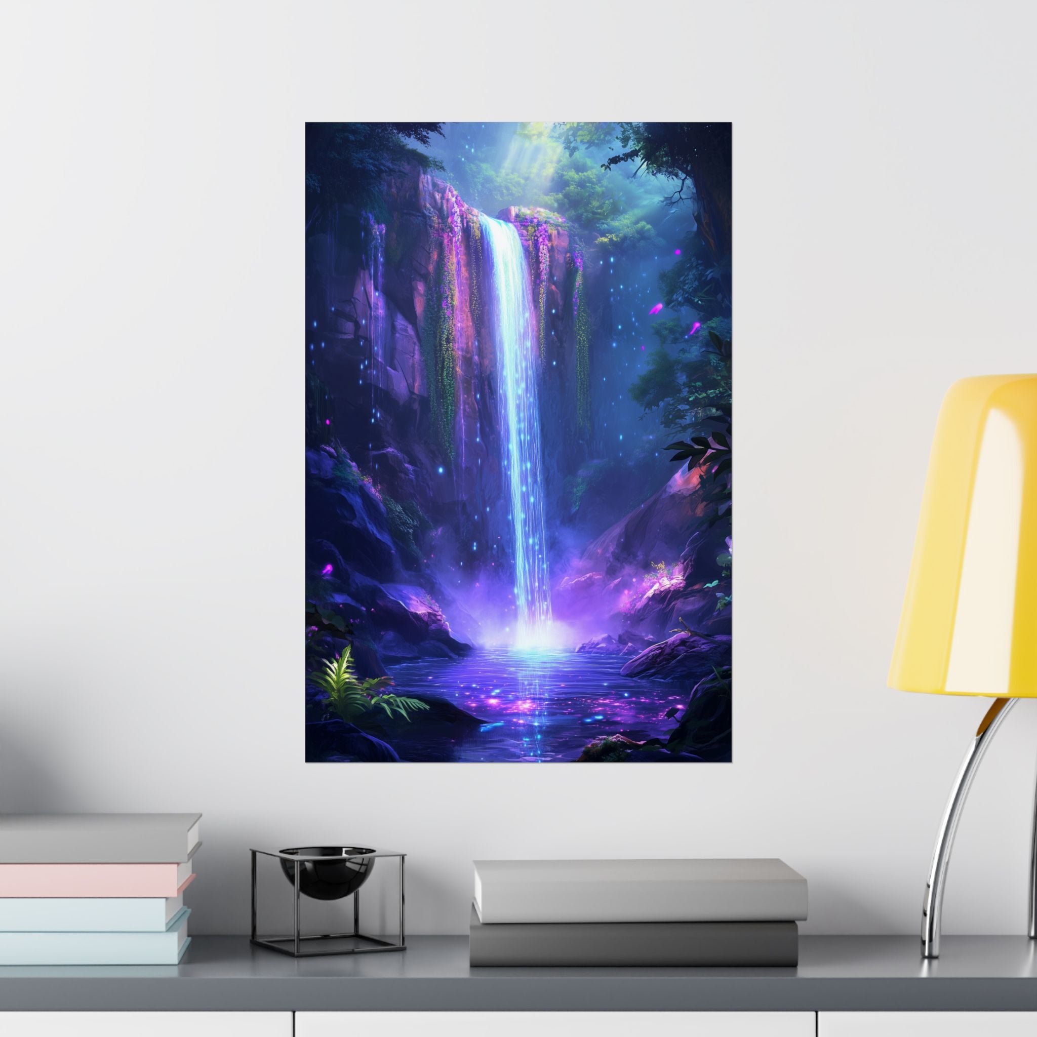 Enchanted Waterfall Oasis Poster Wall Art - SynthFrame