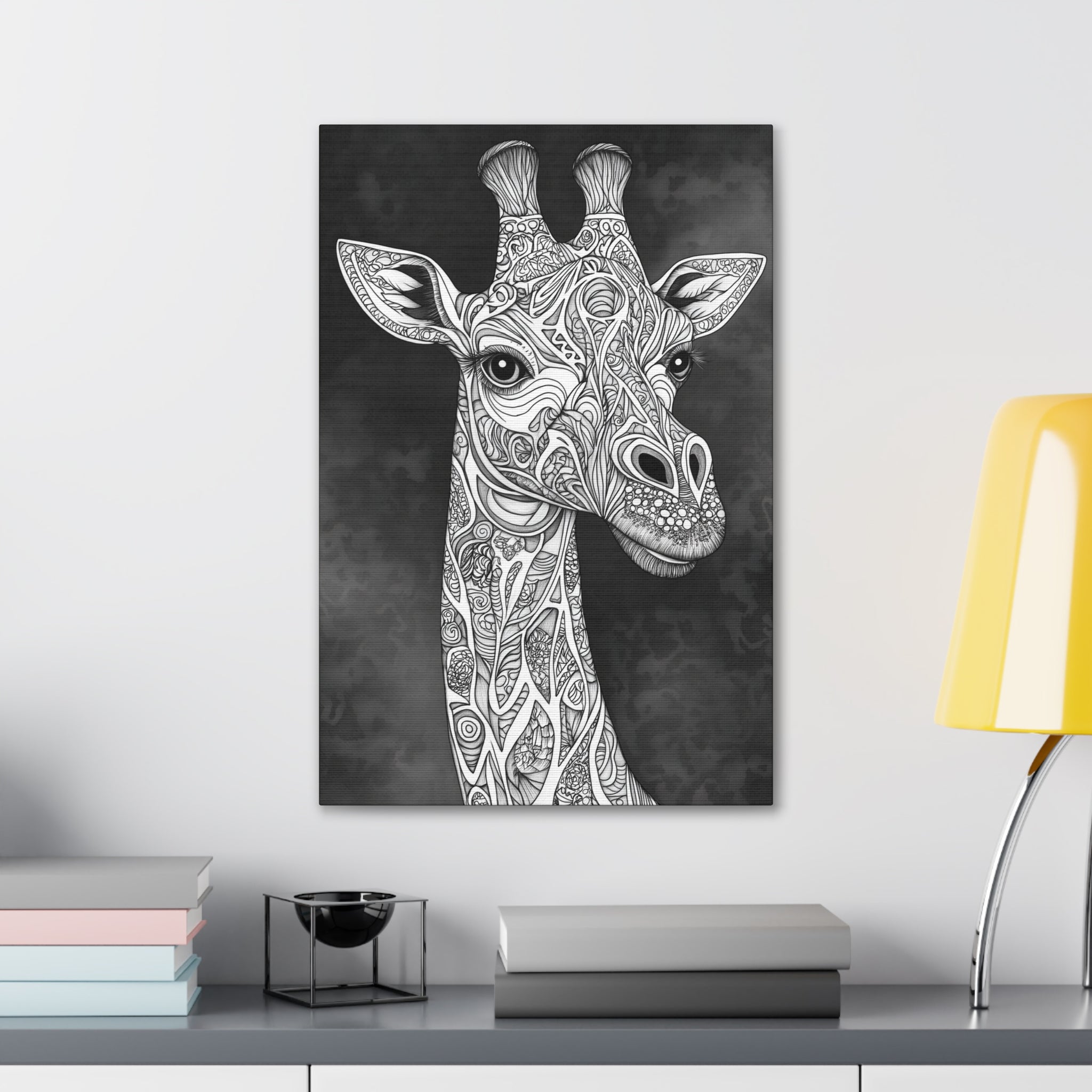 Zentangle Giraffe Canvas Wall Art - SynthFrame