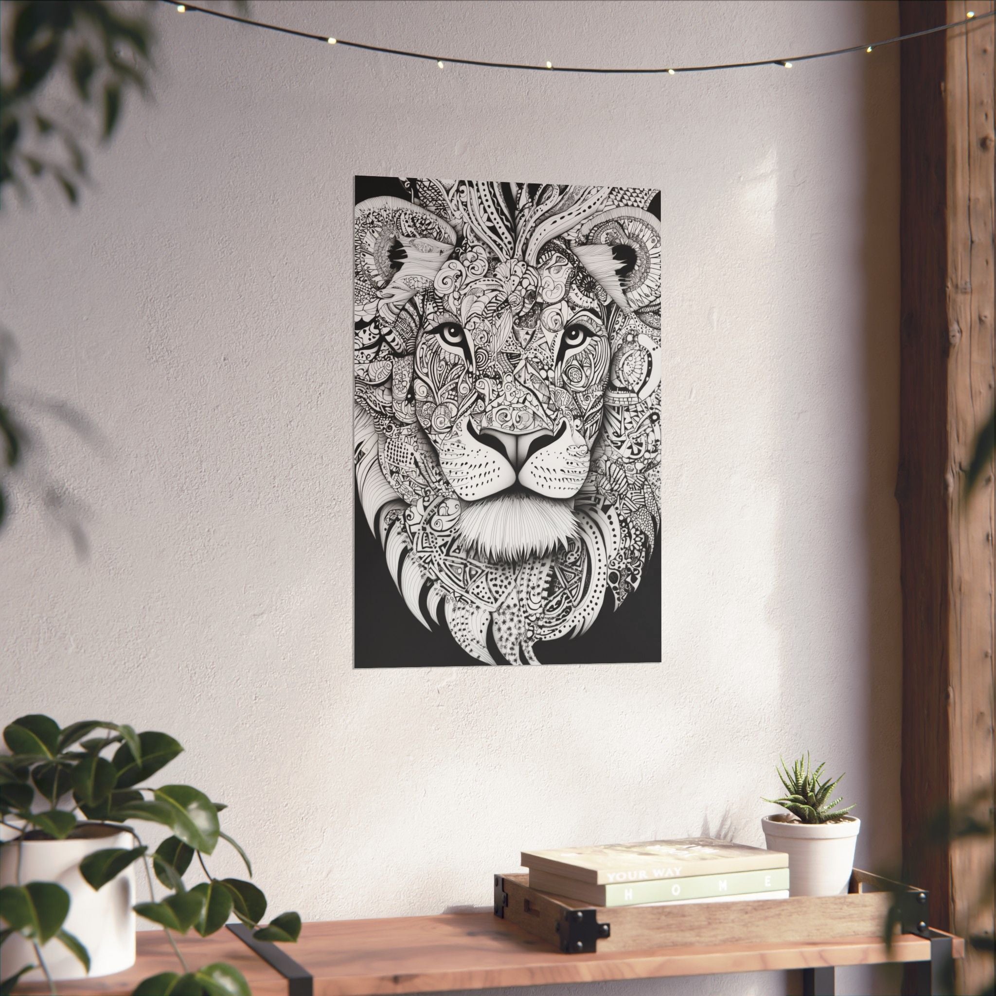 Zentangle Lion Poster