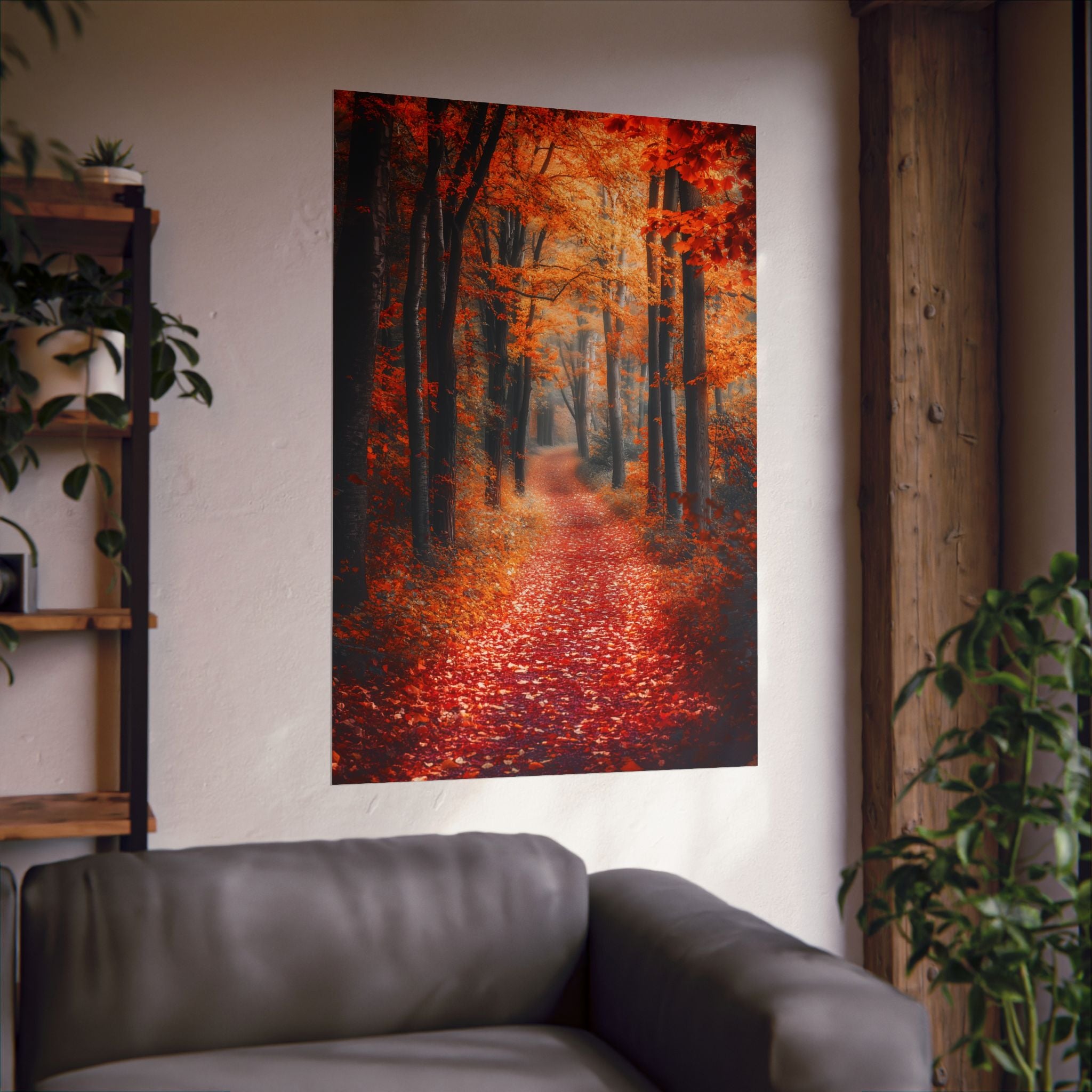 Autumn Forest Path Poster Wall Art - SynthFrame