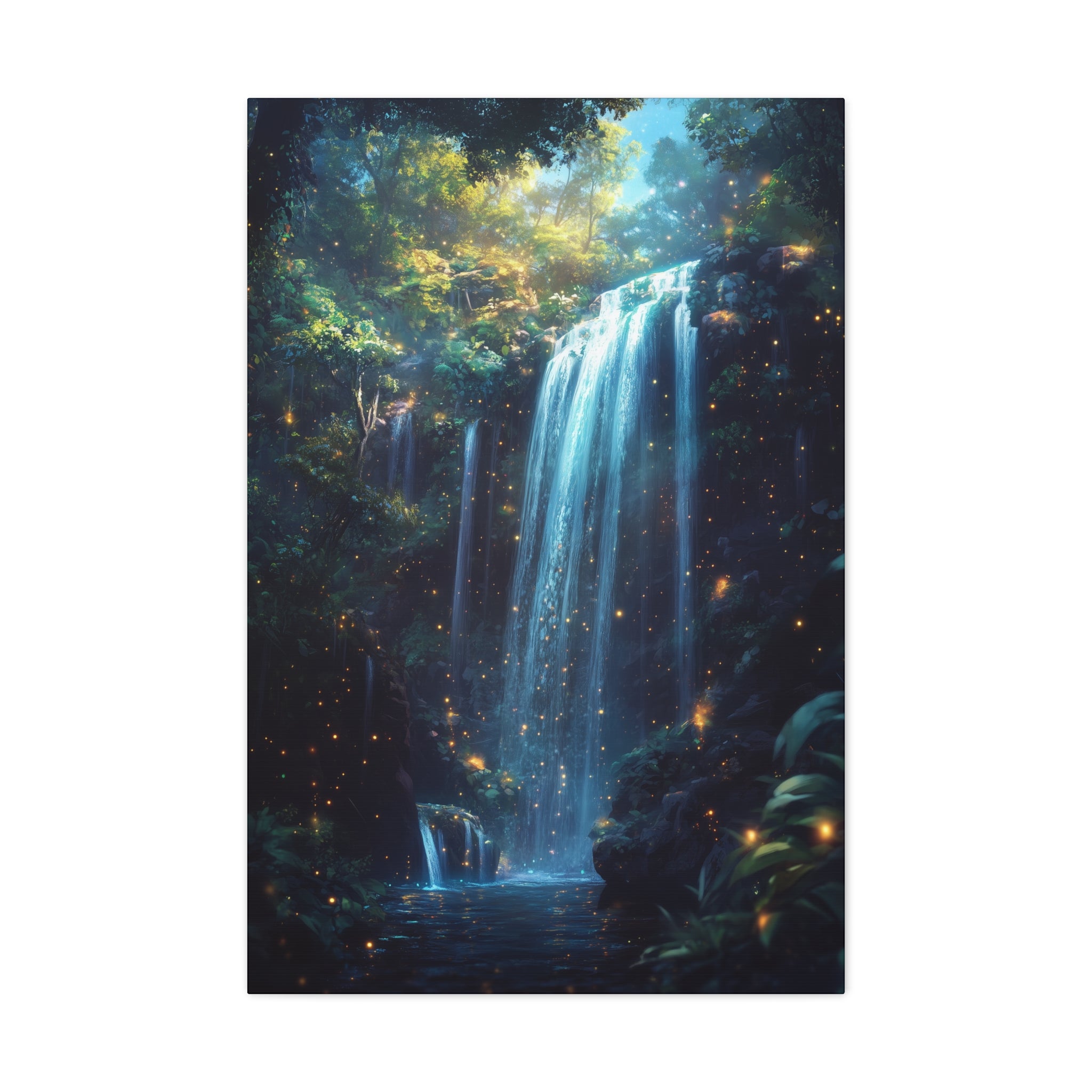 Enchanted Waterfall Oasis Canvas Wall Art - SynthFrame