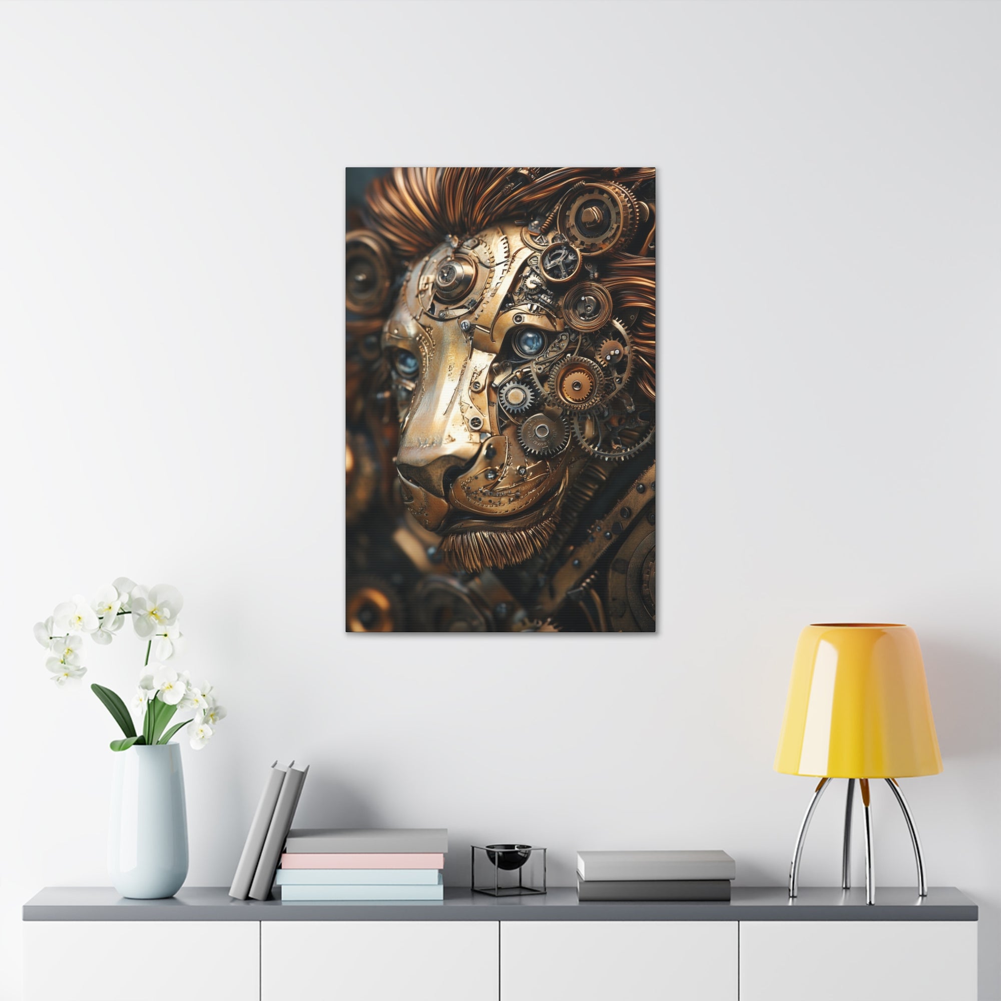 Steampunk Lion Canvas Wall Art - SynthFrame