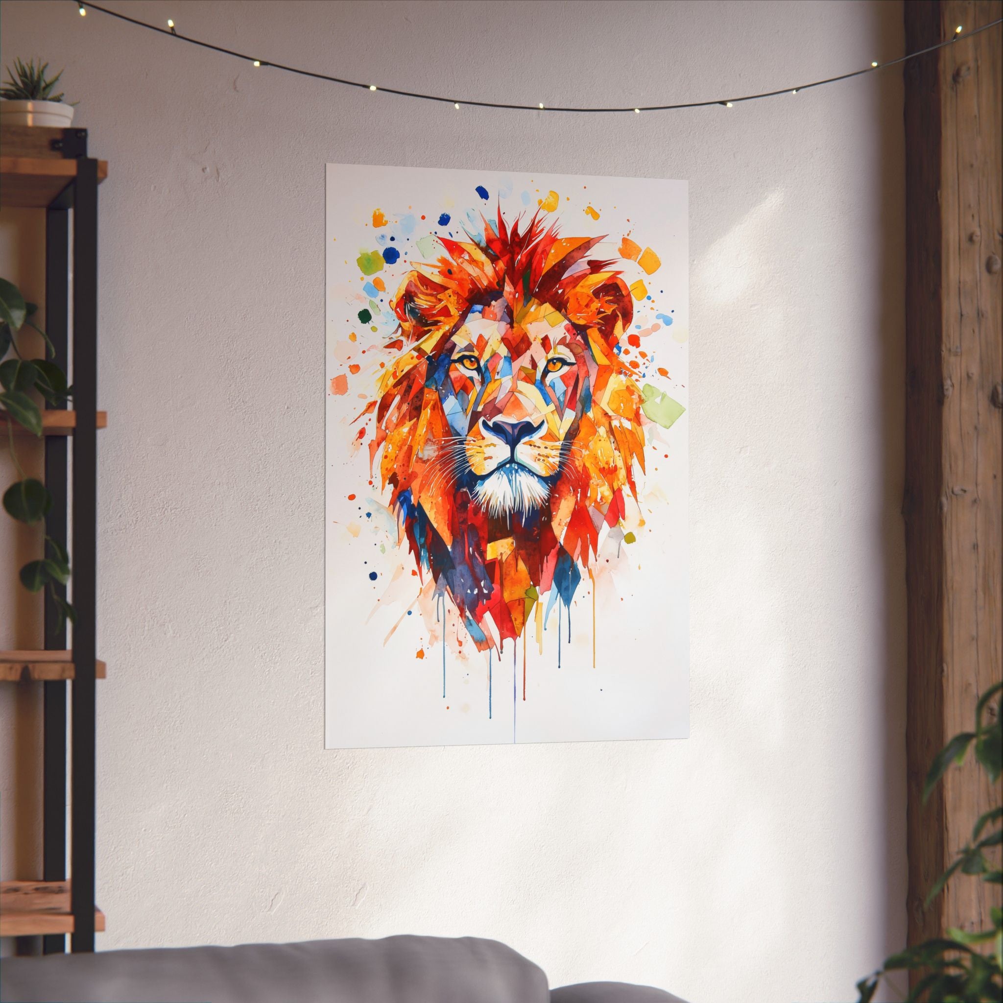 Watercolor Lion Poster