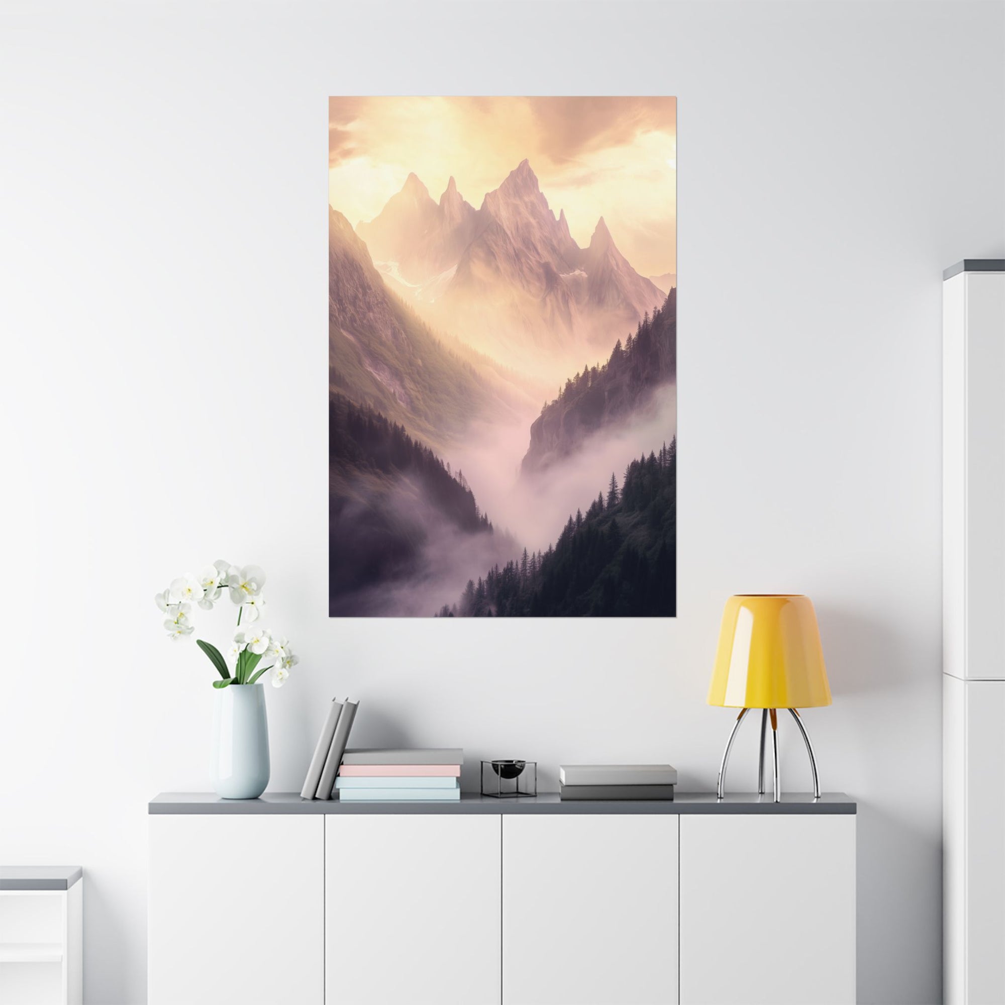 Misty Mountain Dreamscape Poster Wall Art - SynthFrame