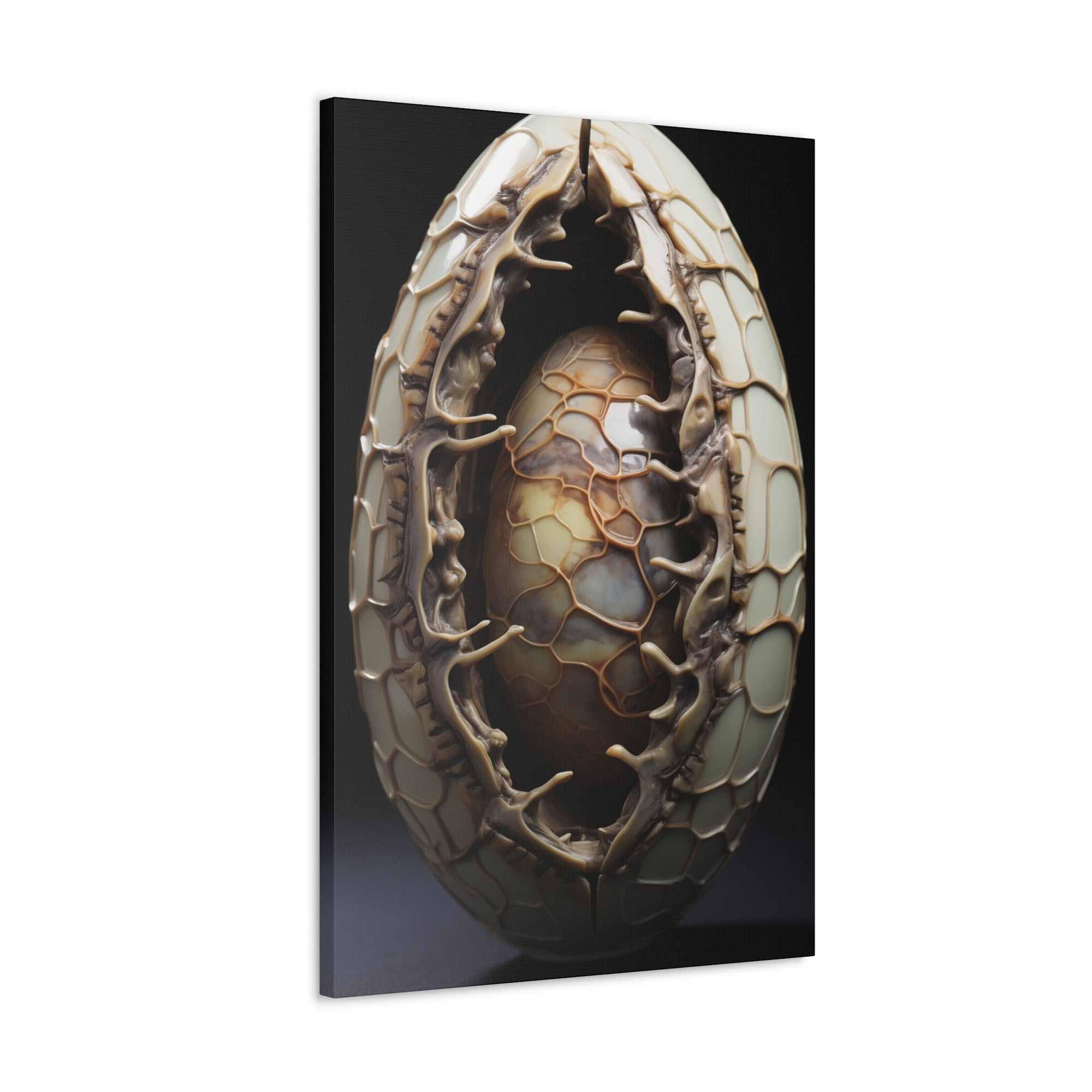 White Alien Egg 9 Canvas Wall Art - SynthFrame