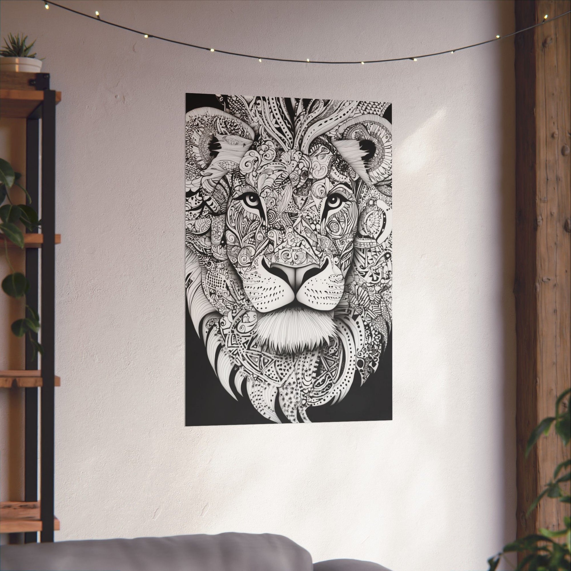 Zentangle Lion Poster