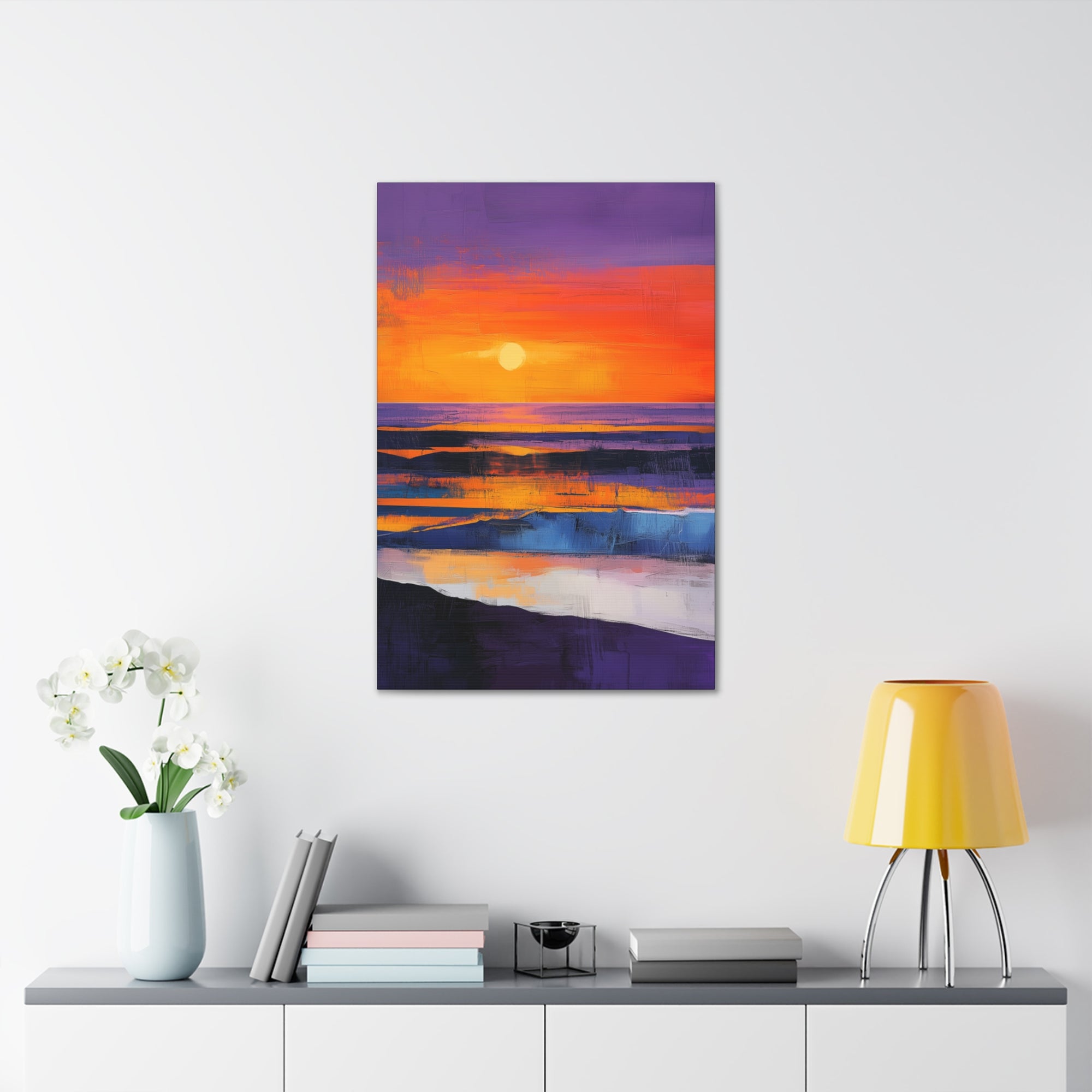 Abstract Coastal Sunset Canvas Wall Art - SynthFrame