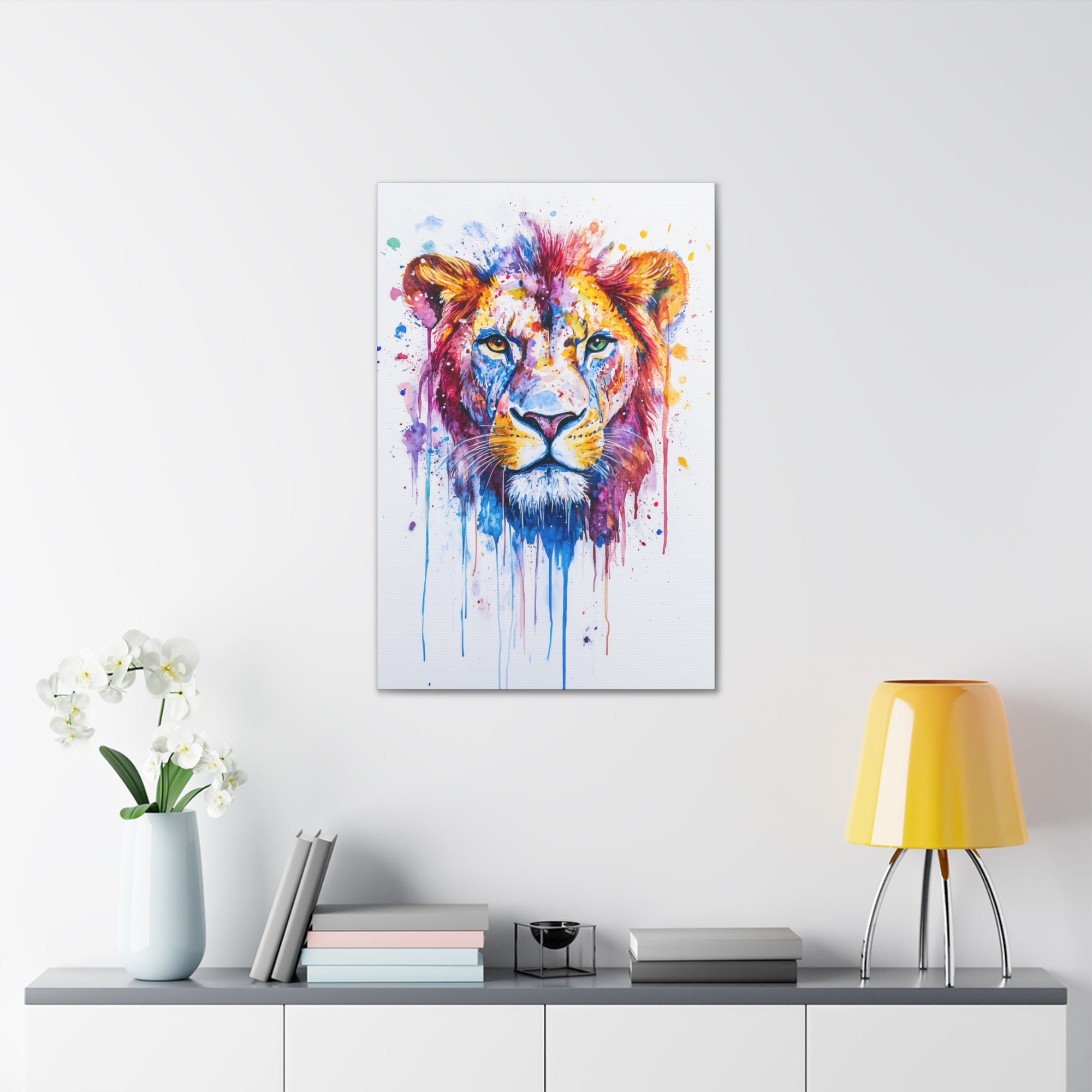 Watercolor Lion Canvas Wall Art - SynthFrame