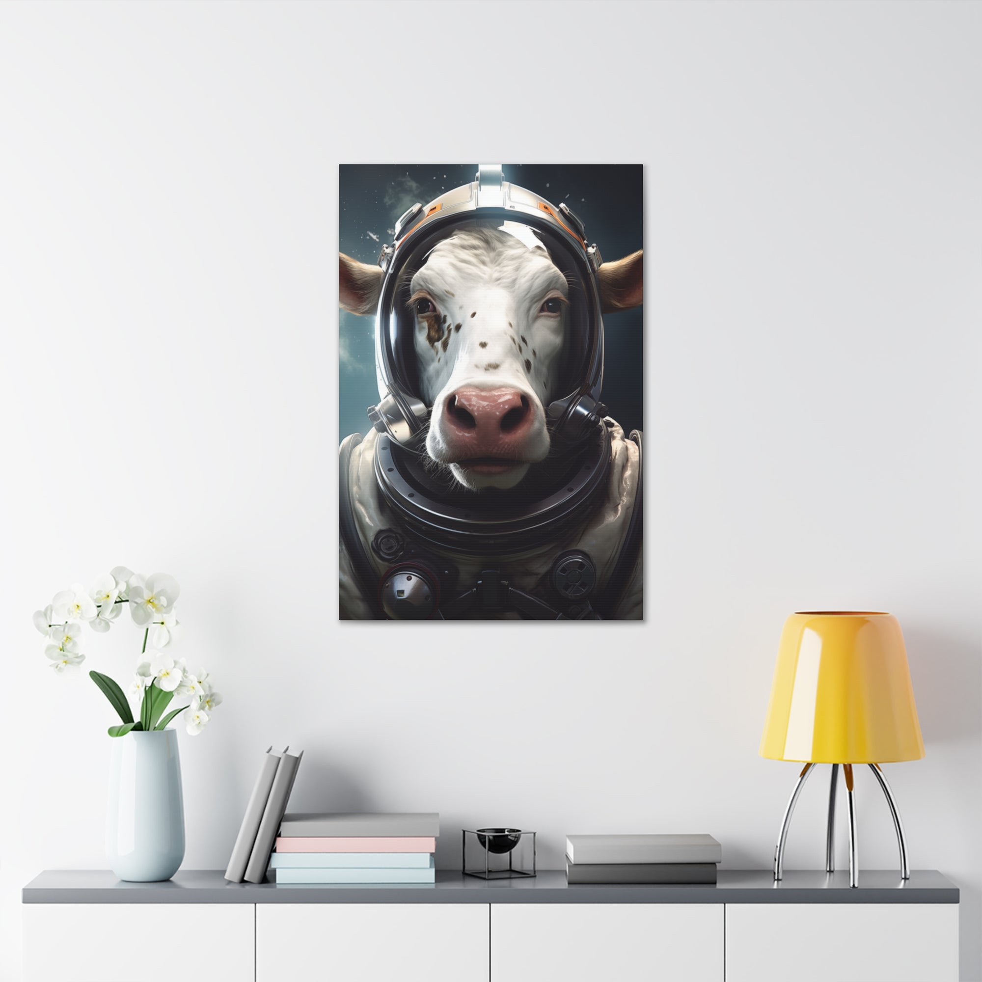 AstroCow 2 Canvas Wall Art - SynthFrame