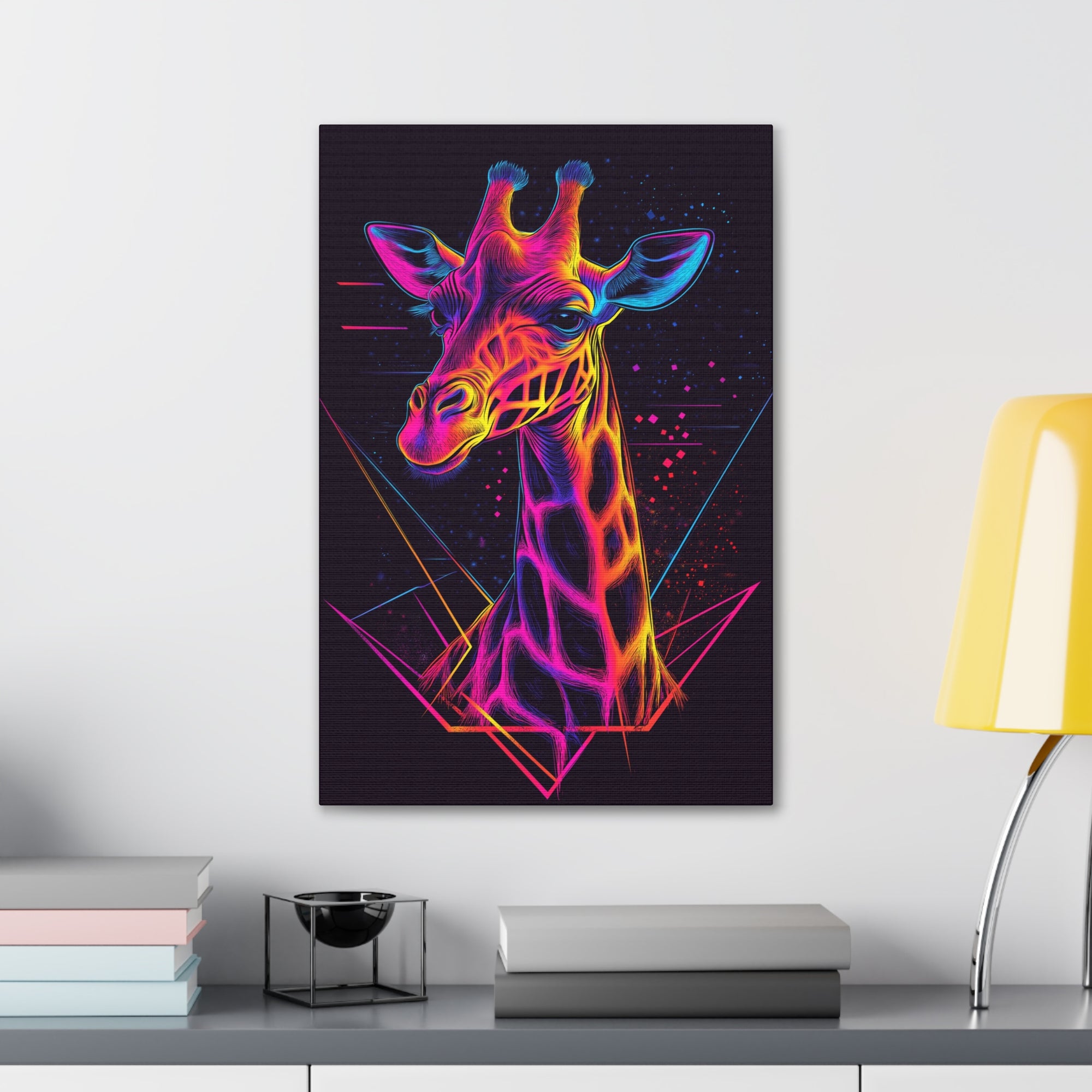 Neon Giraffe Canvas Wall Art - SynthFrame