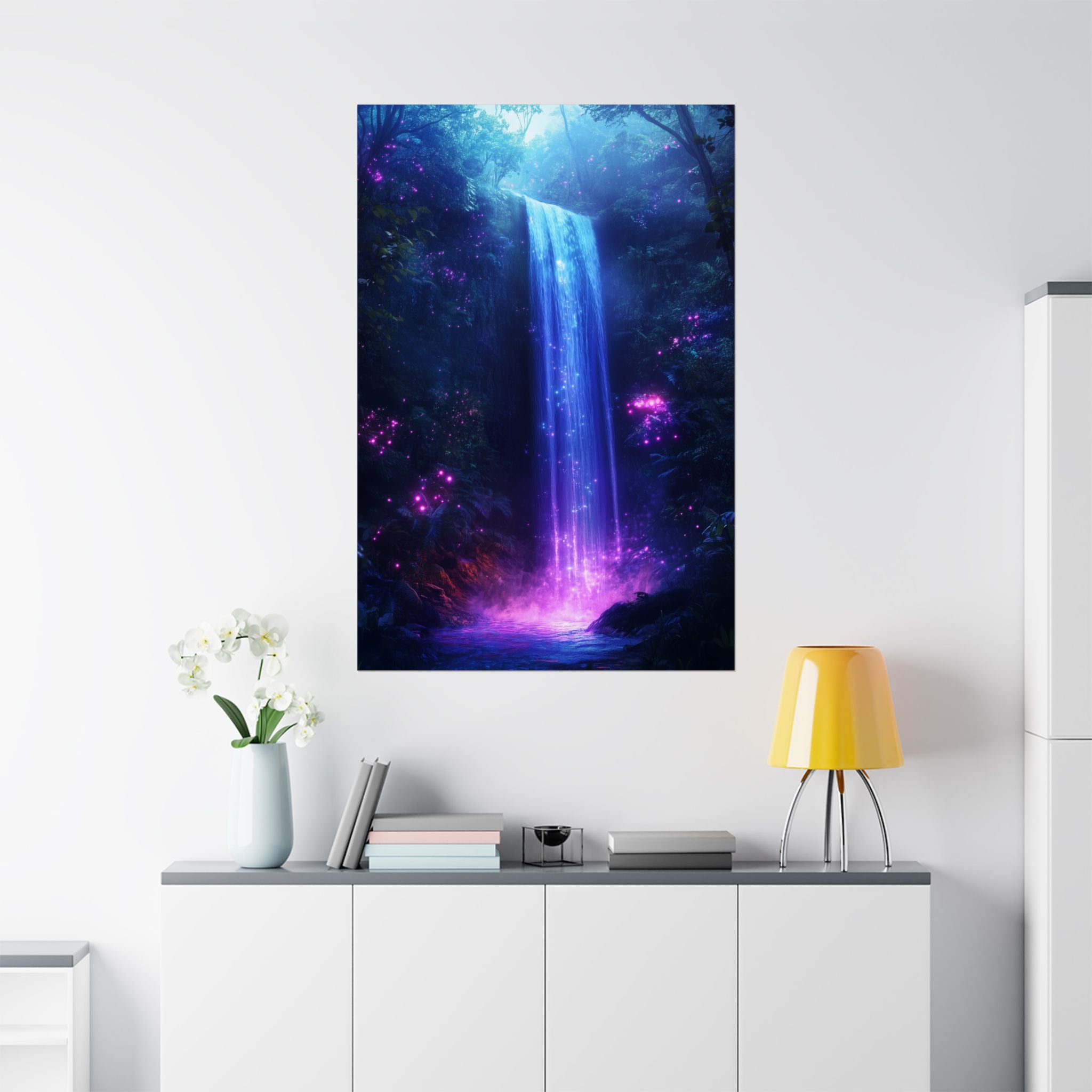 Enchanted Waterfall Oasis Poster Wall Art - SynthFrame