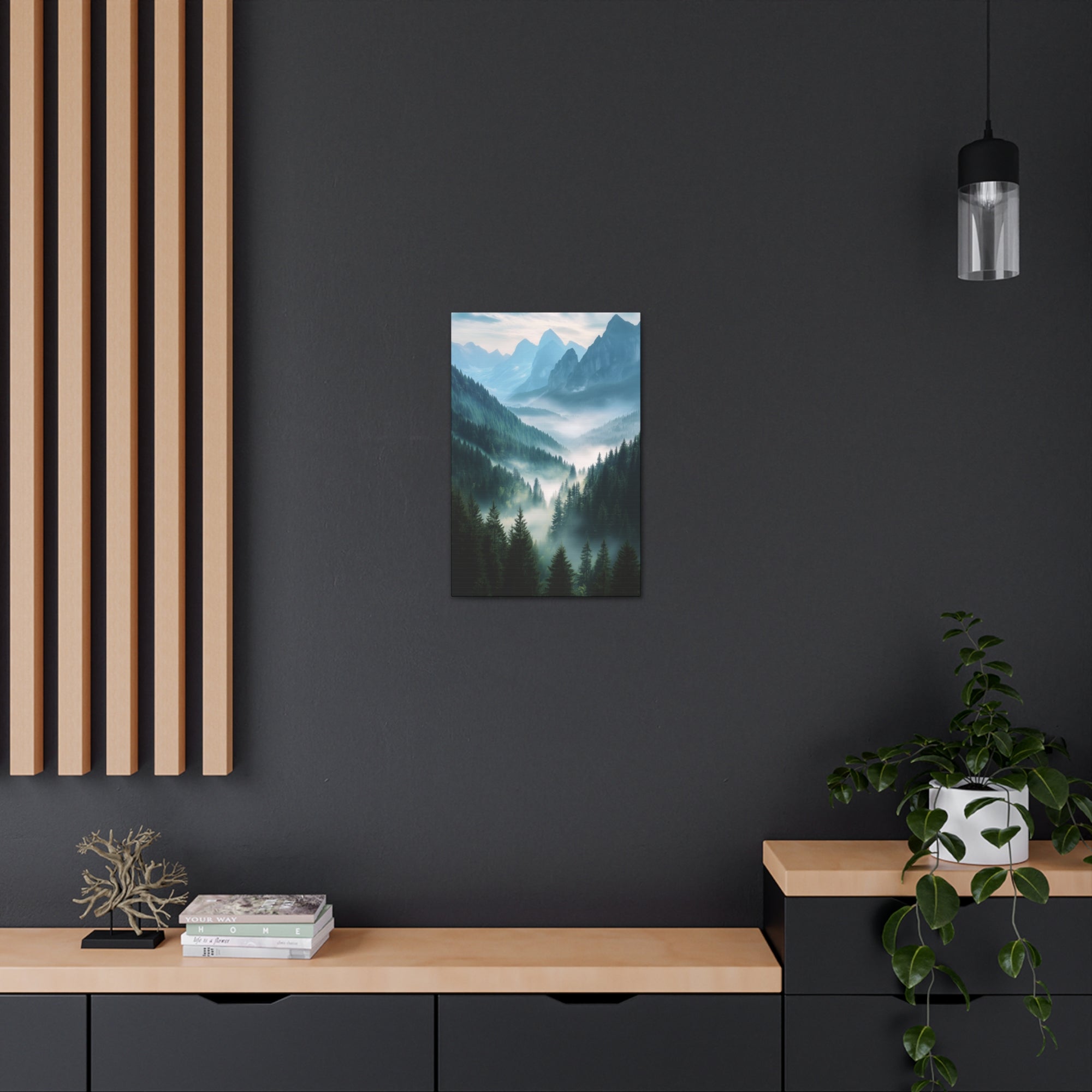 Misty Mountain Dreamscape Canvas Wall Art - SynthFrame