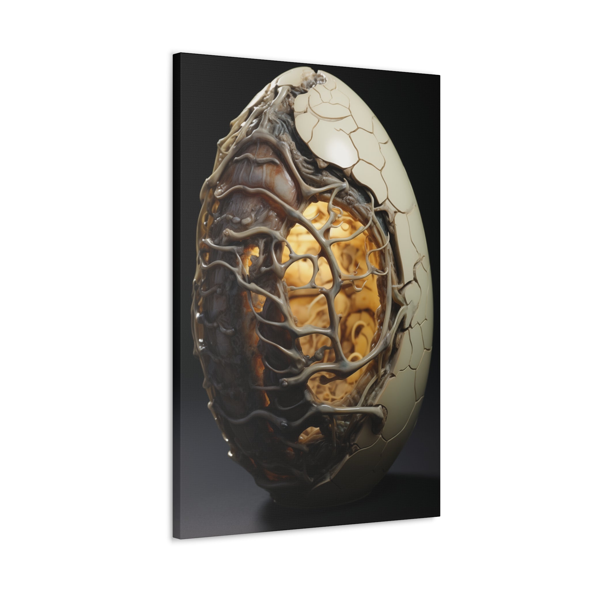 White Alien Egg 1 Canvas Wall Art - SynthFrame