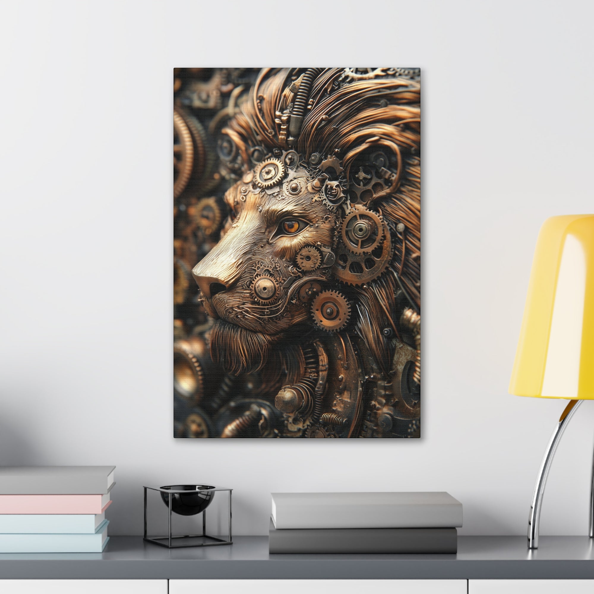 Steampunk Lion Canvas Wall Art - SynthFrame