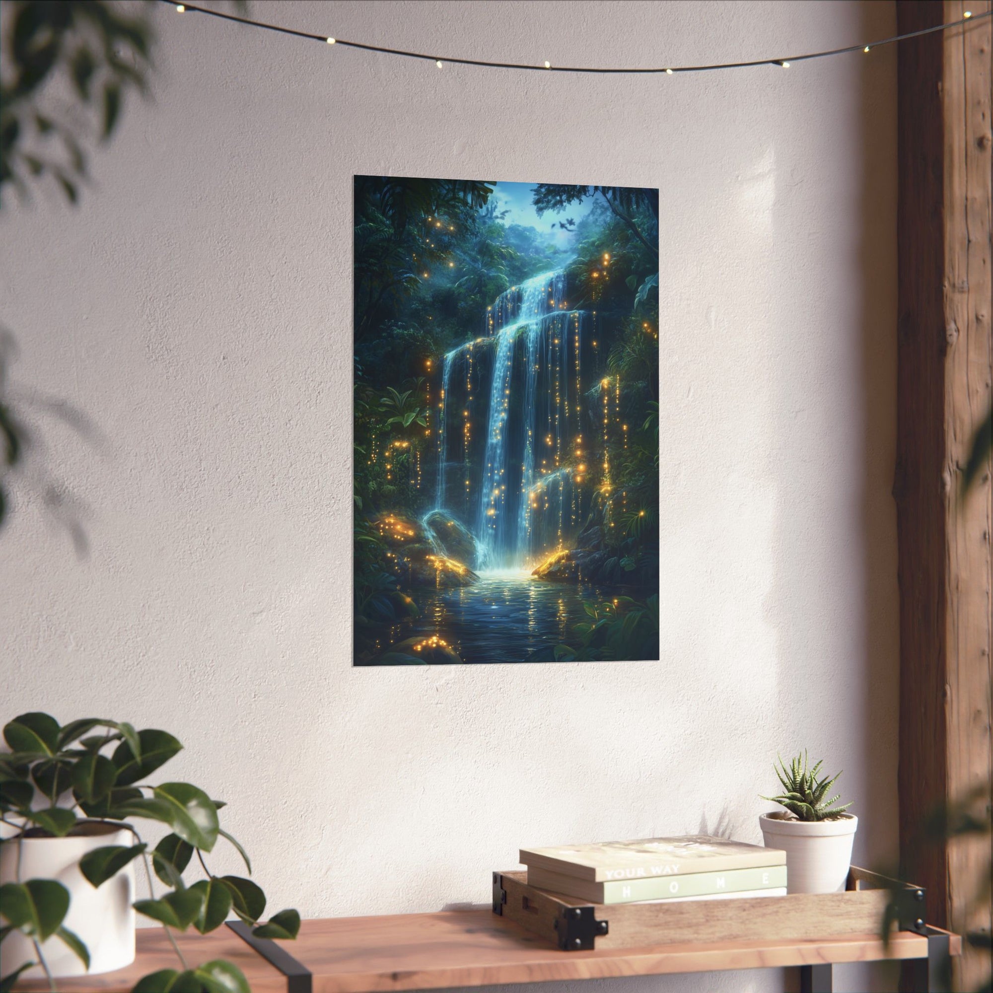 Enchanted Waterfall Oasis Poster Wall Art - SynthFrame