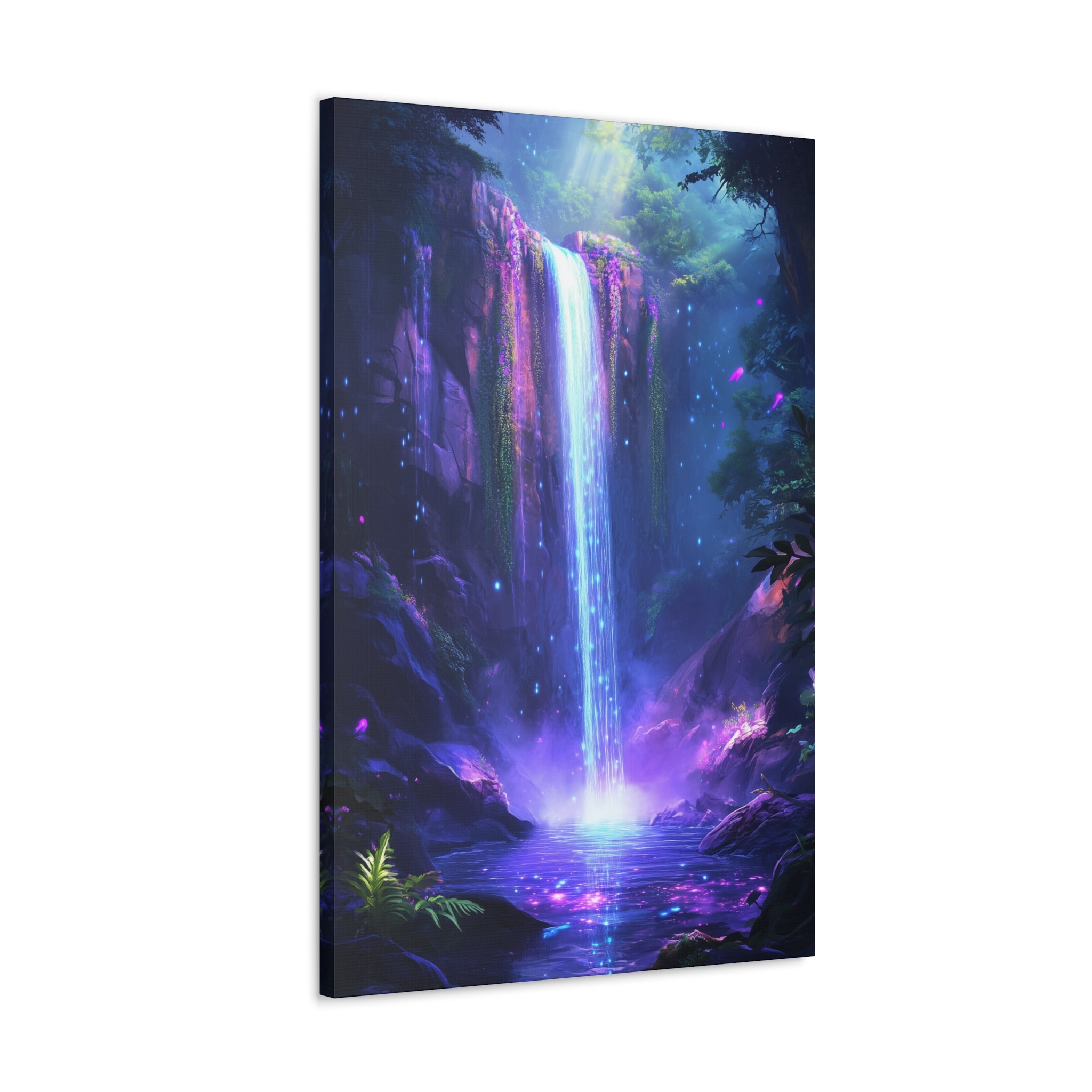 Enchanted Waterfall Oasis Canvas Wall Art - SynthFrame