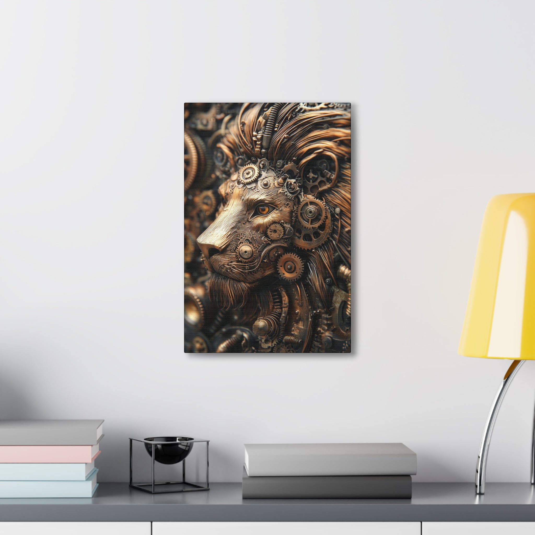 Steampunk Lion Canvas Wall Art - SynthFrame