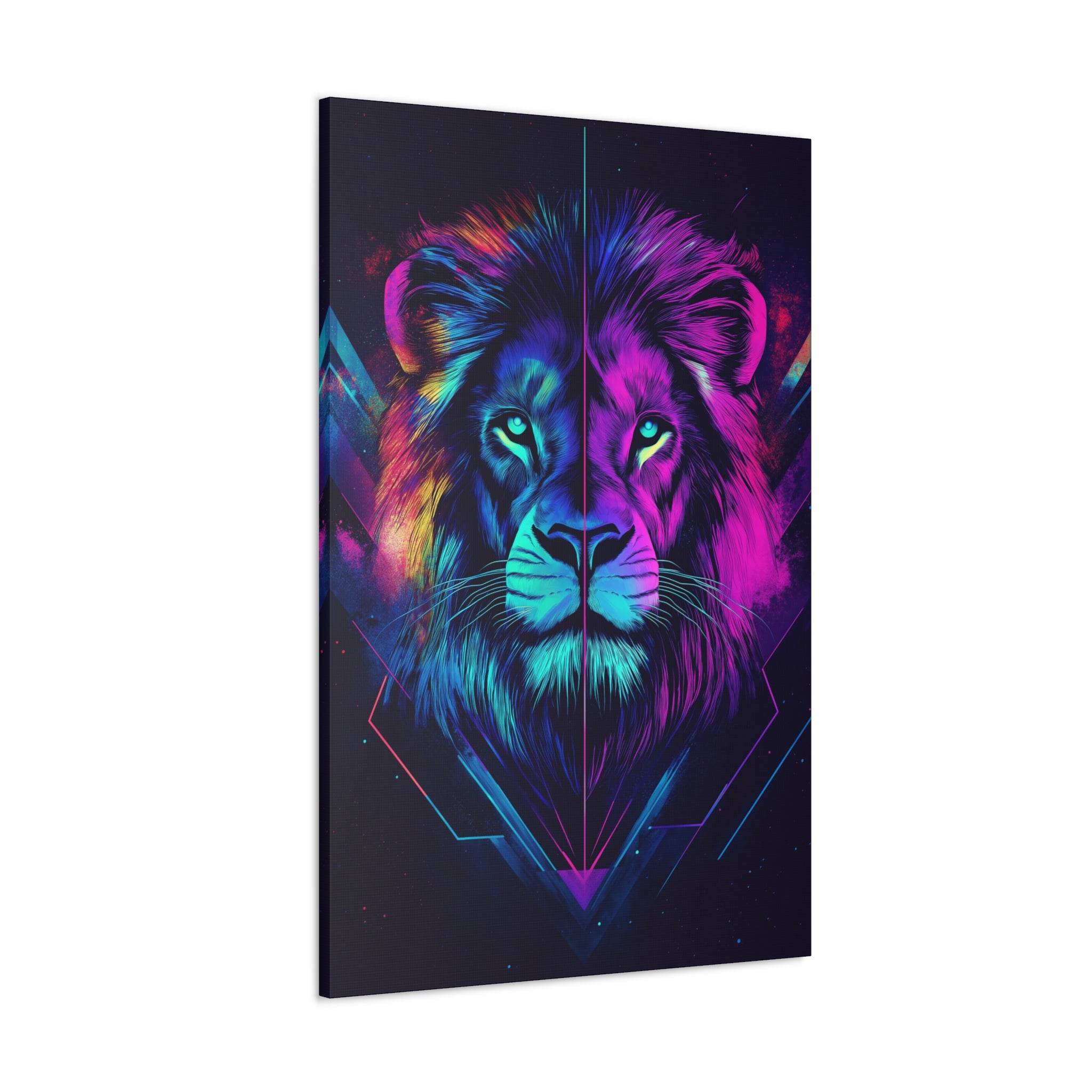 Neon Lion Canvas Wall Art - SynthFrame