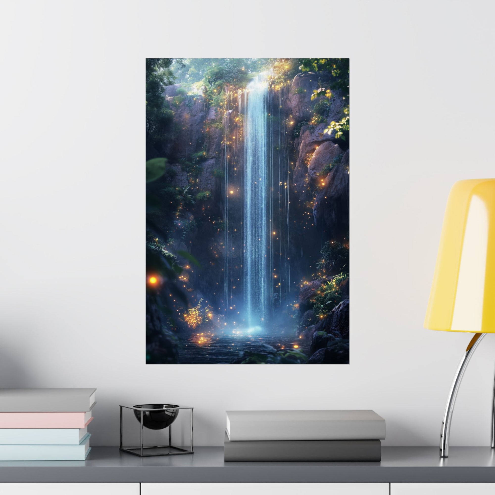 Enchanted Waterfall Oasis Poster Wall Art - SynthFrame