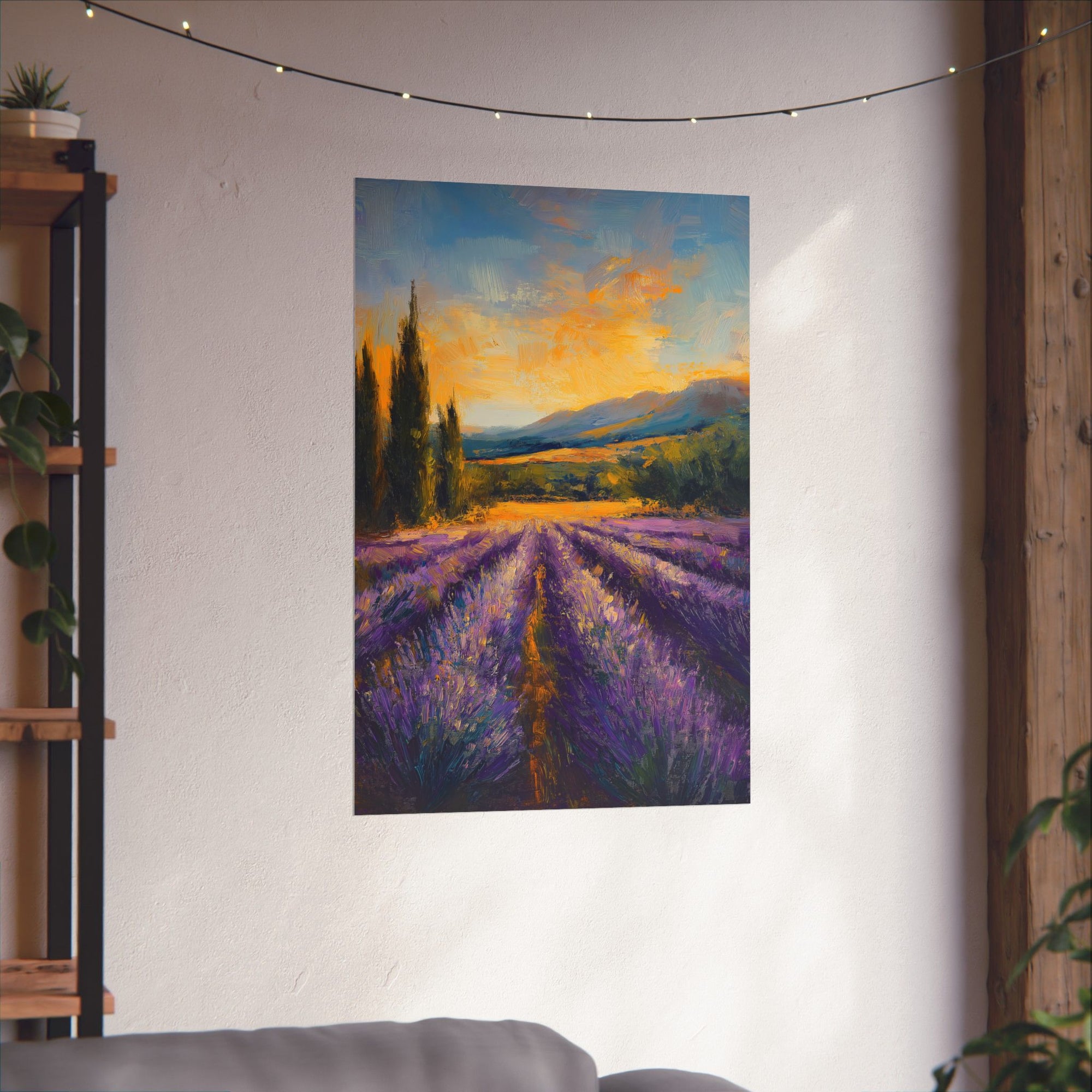 Impressionist Lavender Fields Poster Wall Art - SynthFrame