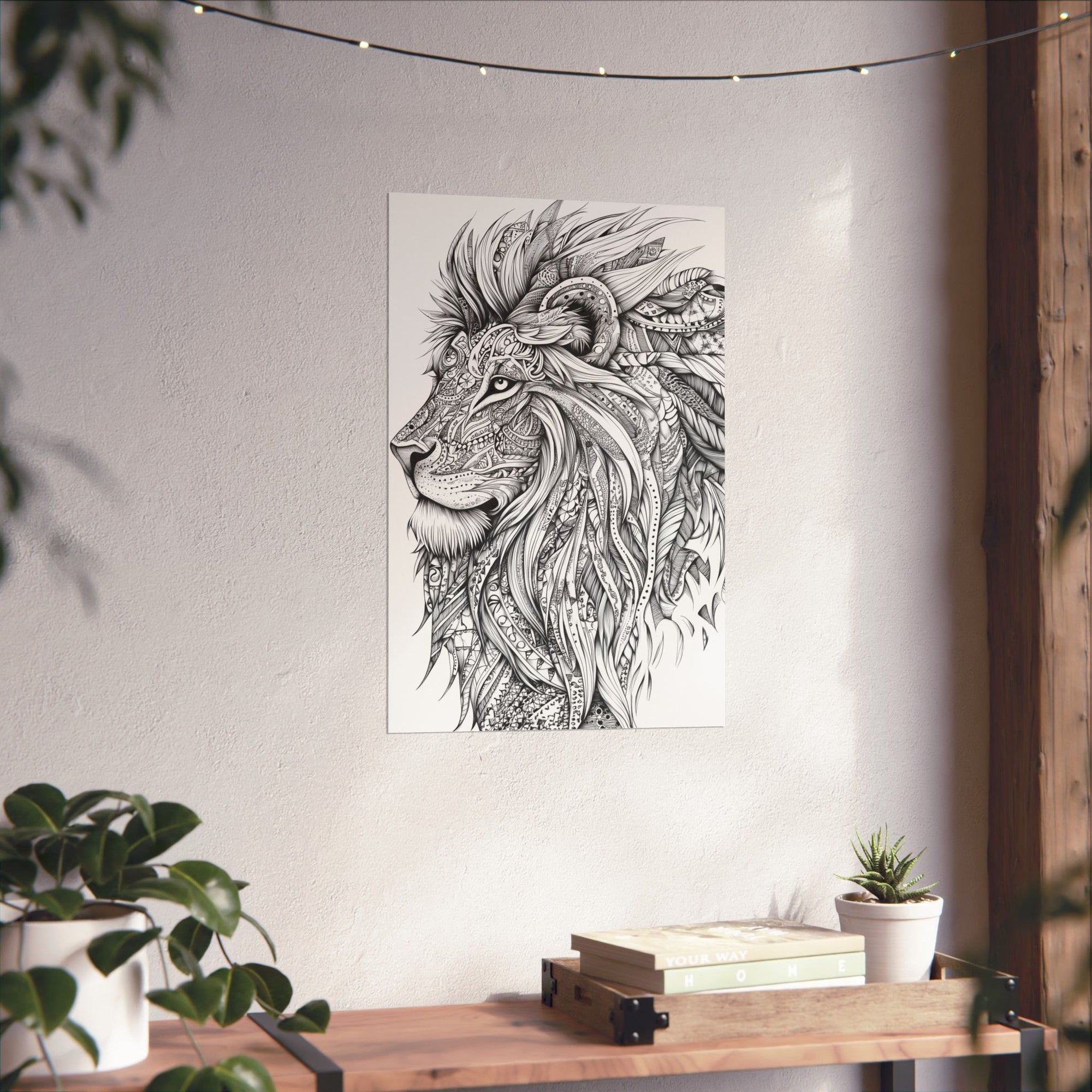 Zentangle Lion Poster