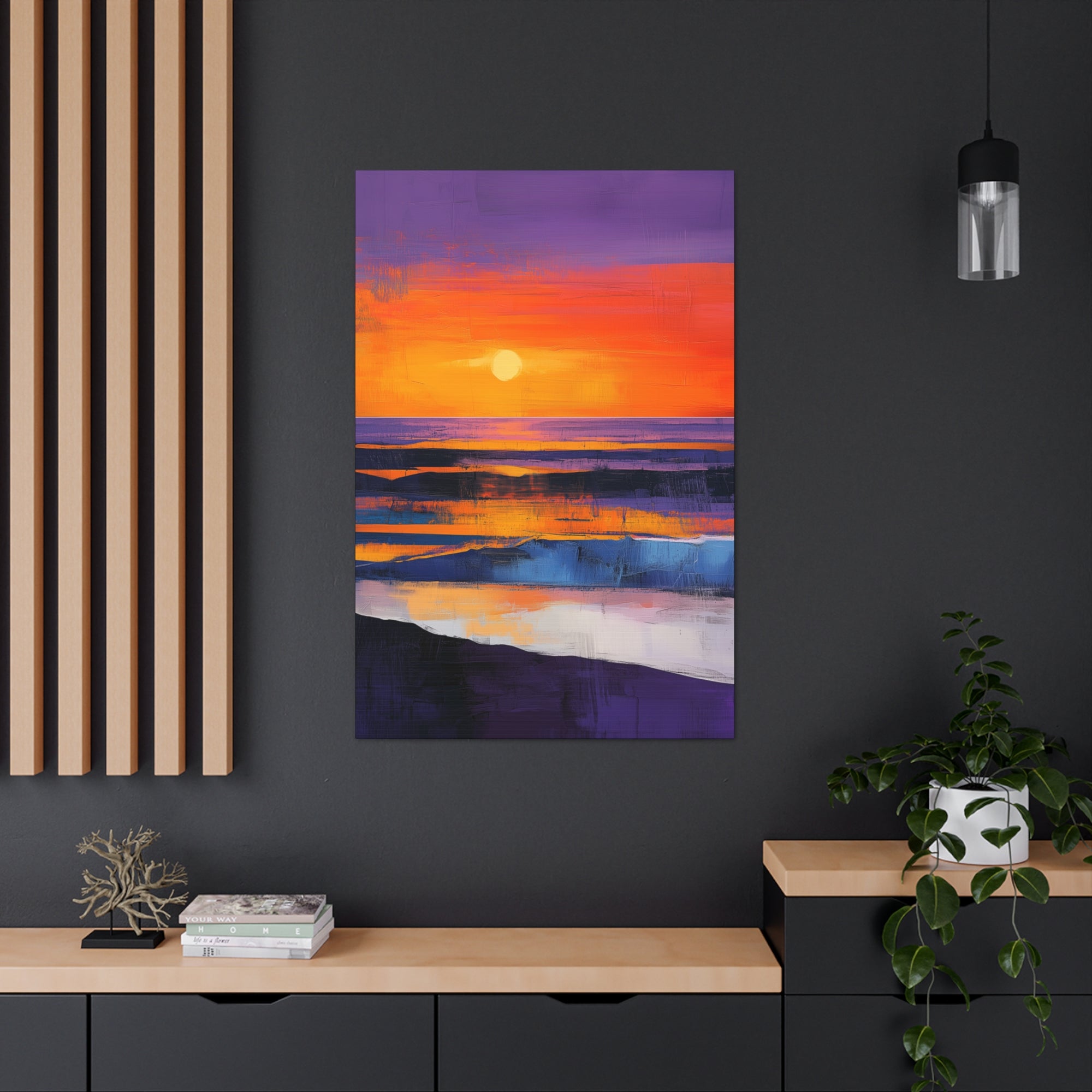 Abstract Coastal Sunset Canvas Wall Art - SynthFrame