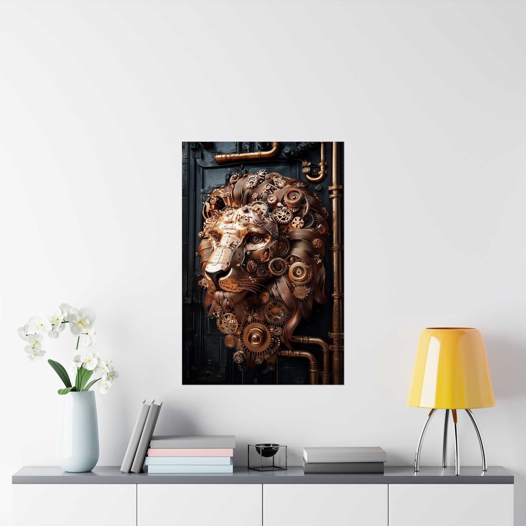 Steampunk Lion: Mechanical Marvel Poster